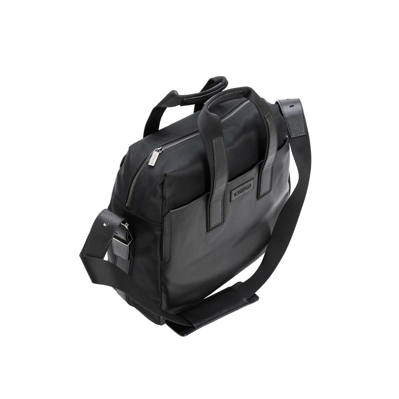 $629 a.Testoni Bologna Pc Case / Backpack Black Karibu Calf + Fabric Luxury