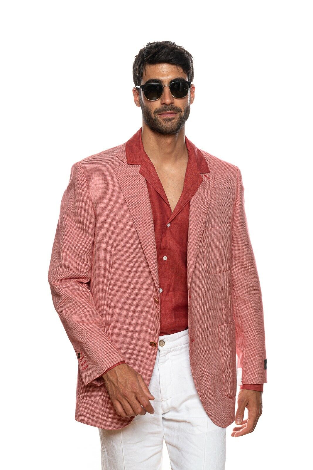 BELVEST Light Red Wool Cotton Honeycomb Jacket Blazer 46 US / 56 EU 7 R