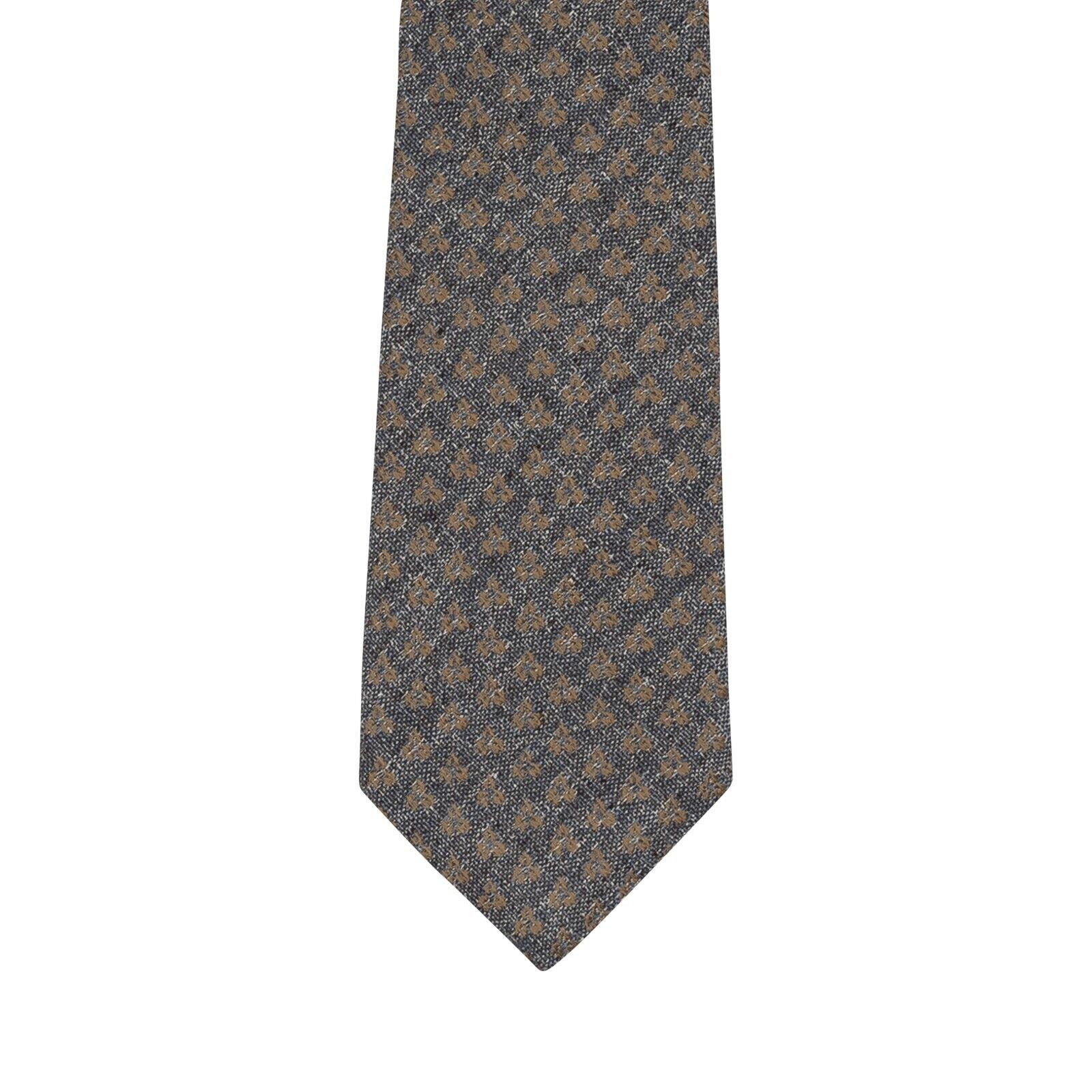 $330 KITON NAPOLI Hand-sewn 7 - Fold Tie Gray Thick Silk / Wool 148cm - 8.5cm