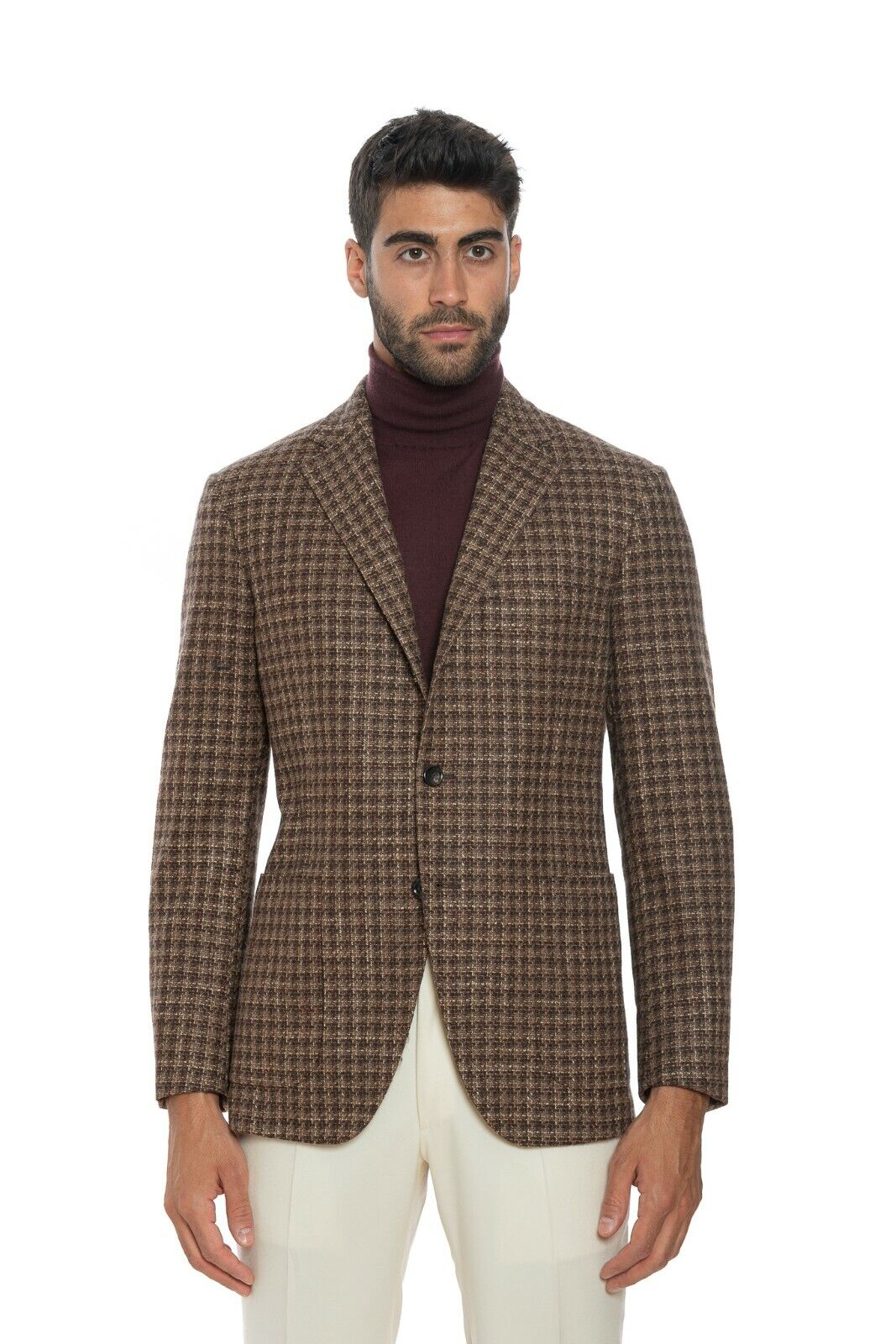 2150$ BELVEST Brown Sartorial Jacket Checks Wool / Silk / Cashmere Drop 7 Reg