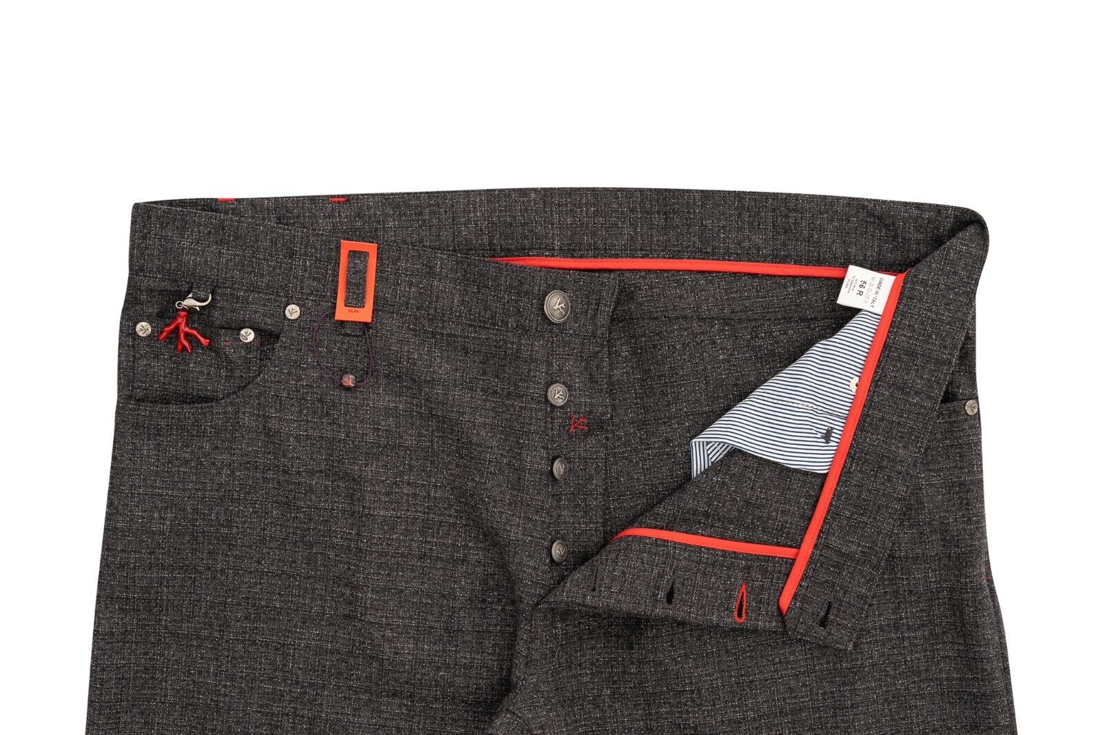 690$ ISAIA NAPOLI Gray 5 Pockets Pant Wool / Cashmere / Silk 40 US / 56 EU Slim