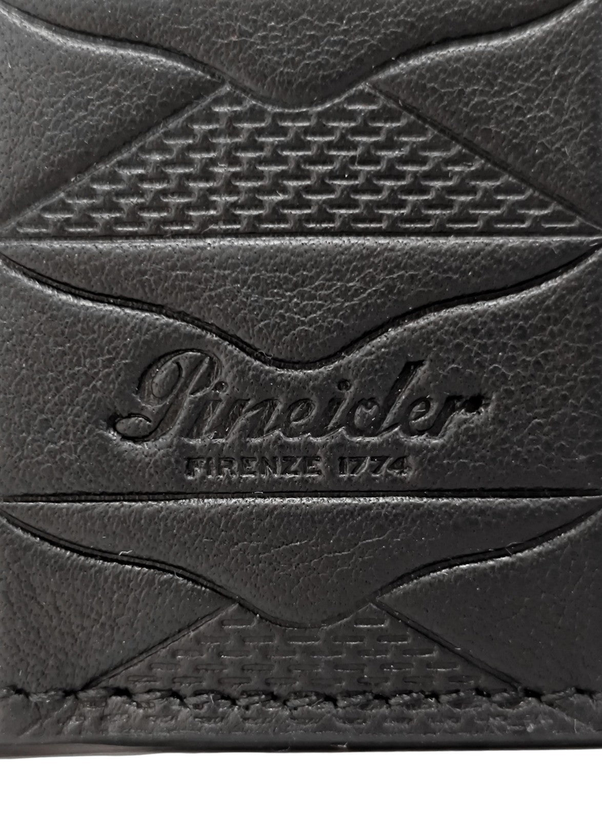350$ PINEIDER FIRENZE 1774 Embossed Leather Bifold Wallet Black