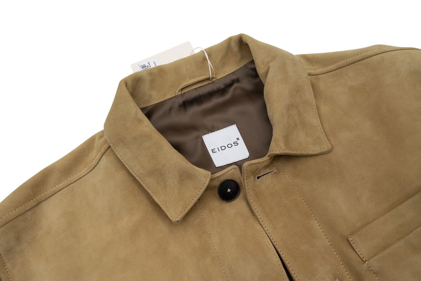 $1900 EIDOS by ISAIA NAPOLI Beige Jacket Blouson Suede Leather 38 US 48 EU Slim