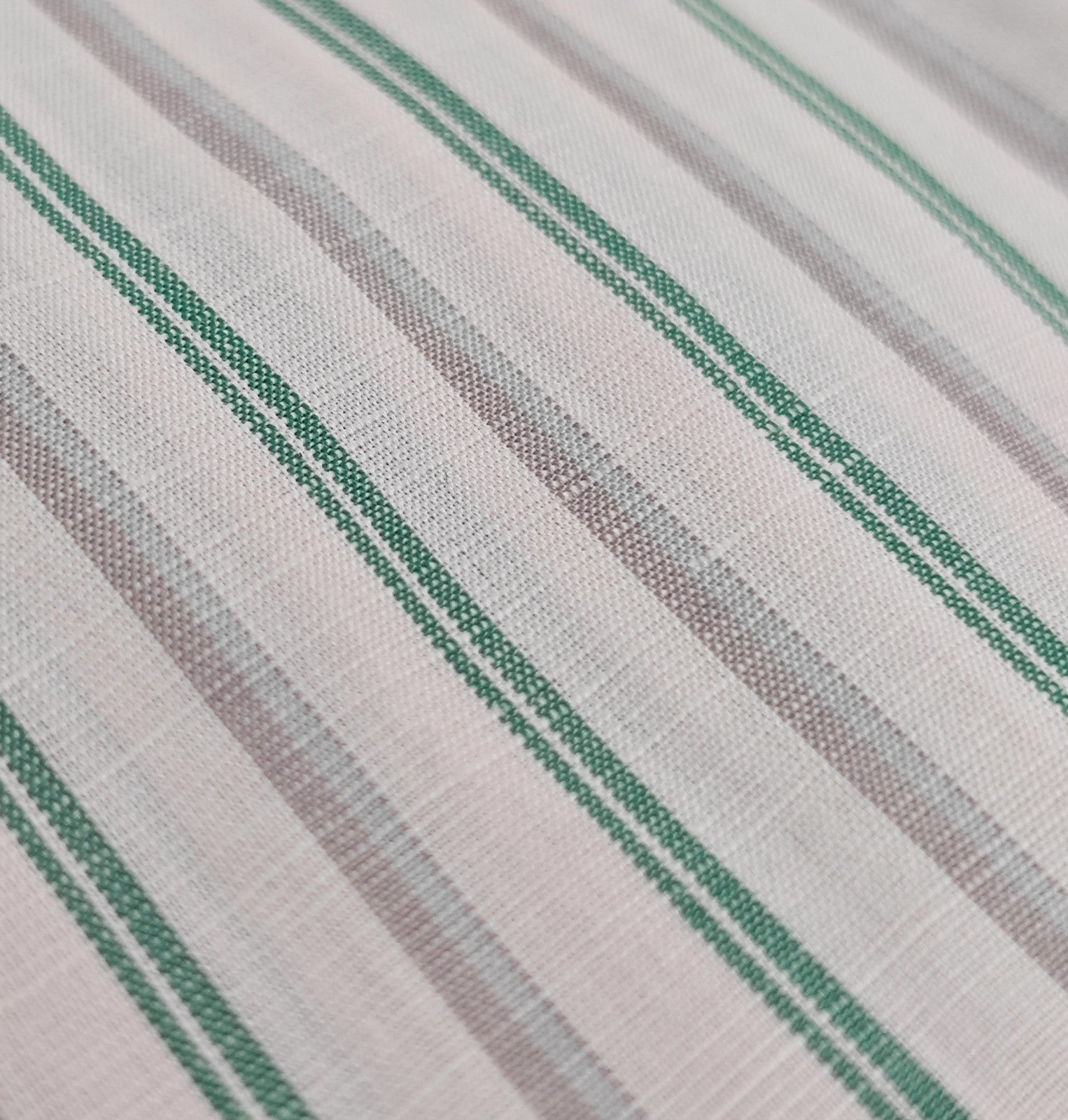 760$ ISAIA NAPOLI "Mix" Dress Shirt White Striped Cotton - Linen 18 - 45