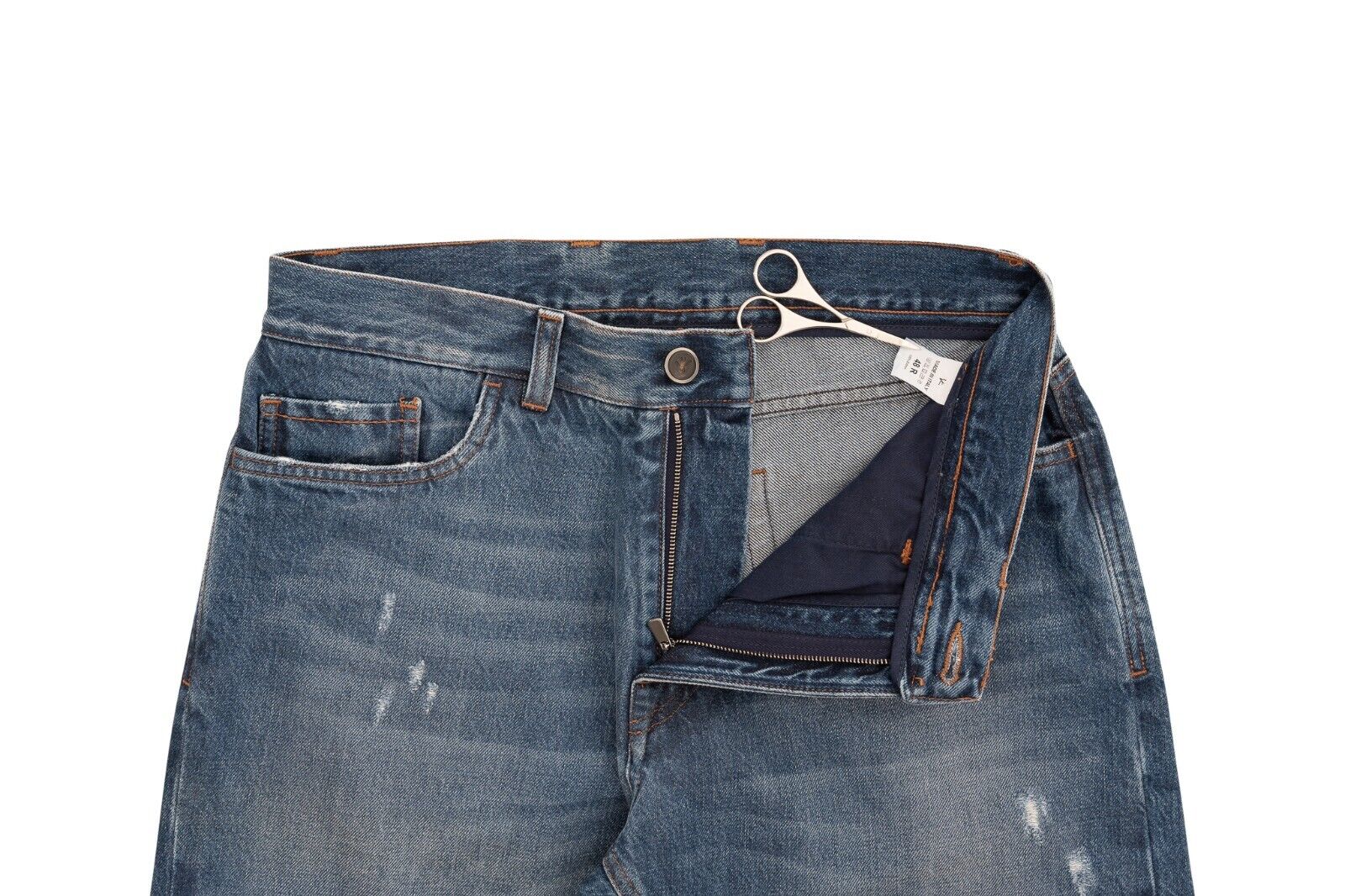 690$ ISAIA NAPOLI Blue Scratch Denim Jeans Trousers Pant Cotton 32 US / 48 EU