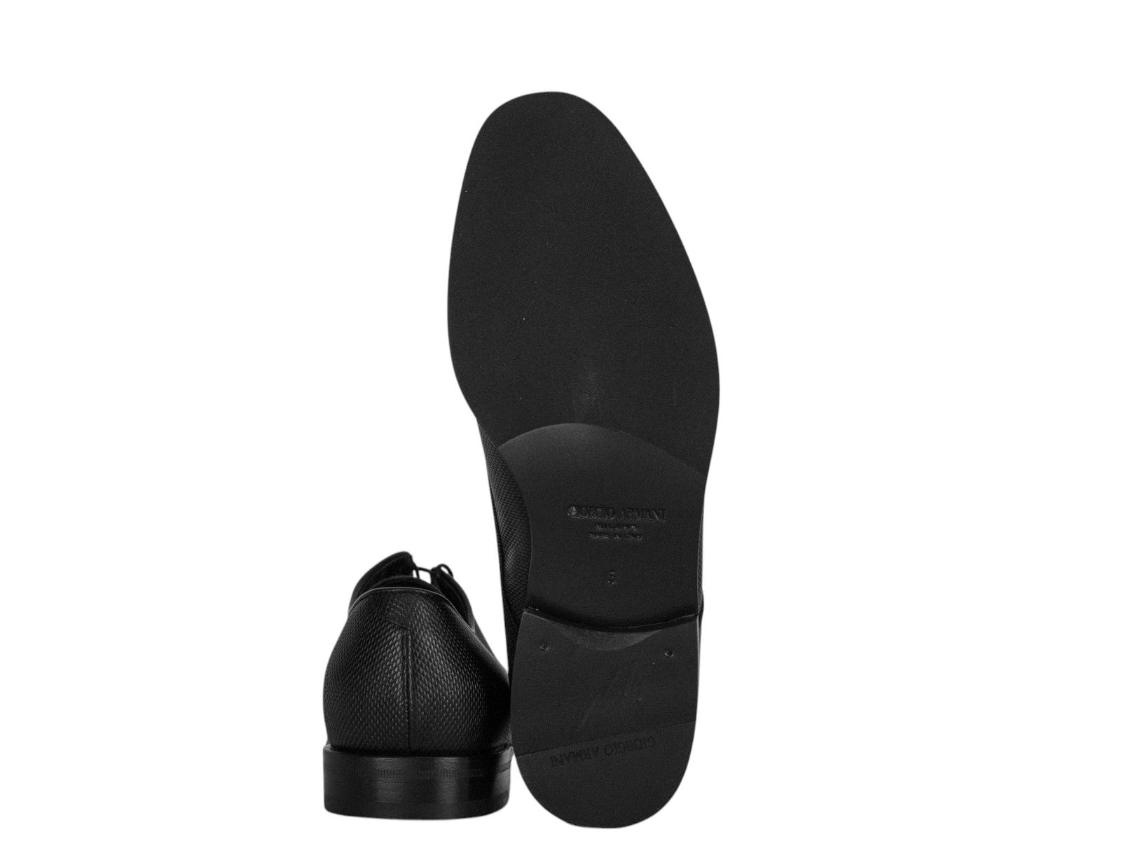1120$ GIORGIO ARMANI Derby Shoes Black Textured Leather 5 UK 6 US 39 IT