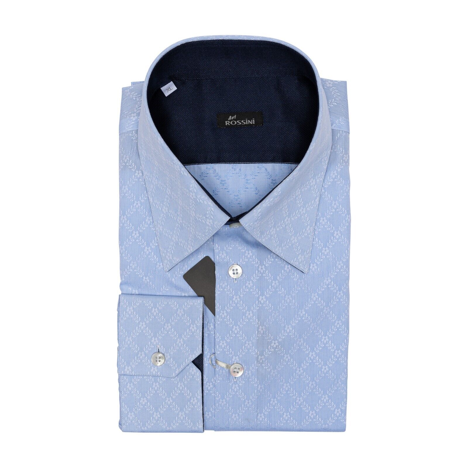 690$ GERLIN x AVI ROSSINI Shirt Light Blue Jacquard ALUMO Cotton  BIJAN