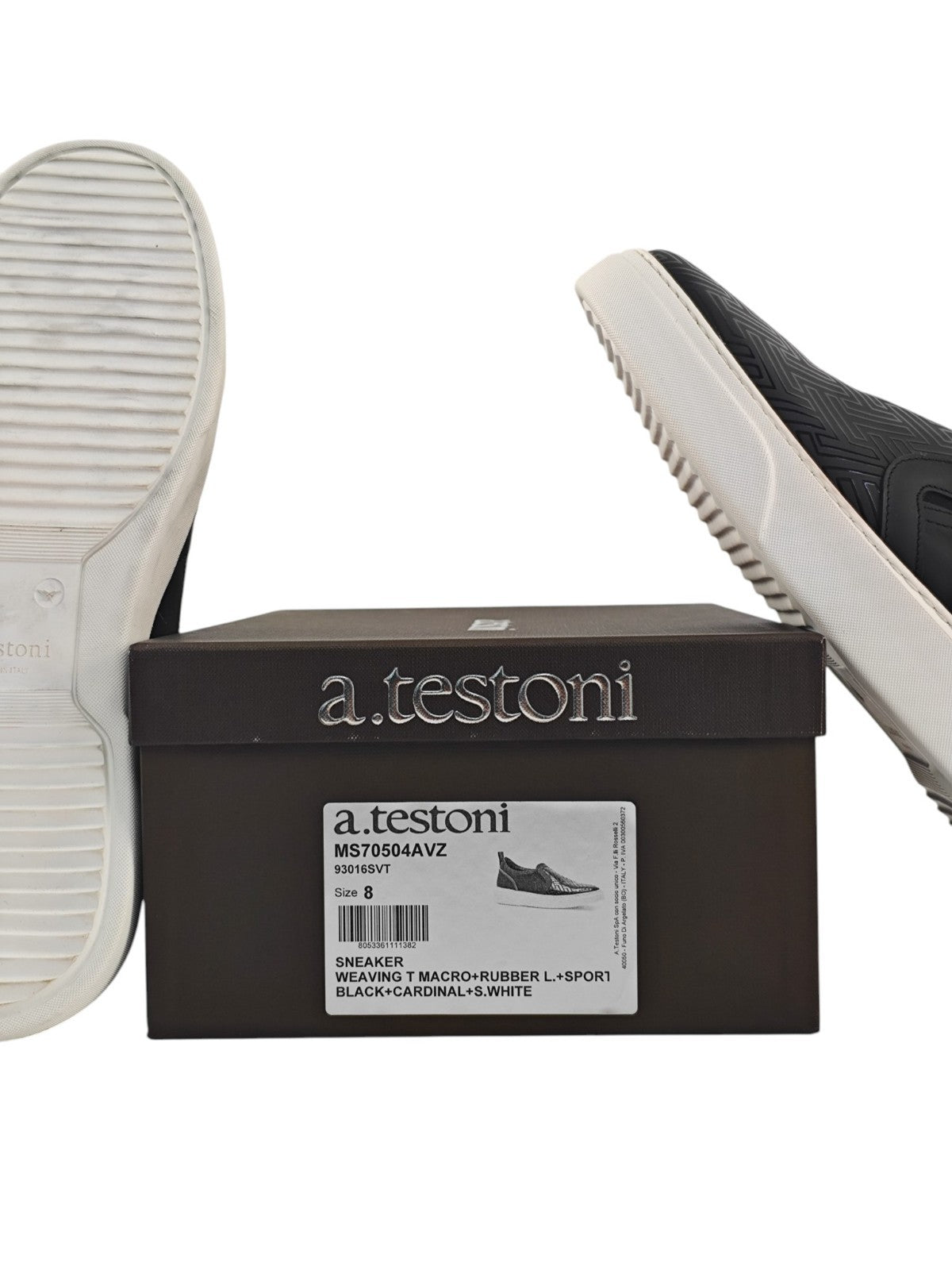 700$ TESTONI Black SlipOn Sneaker Shoes Weaving Pattern 8 UK / 9 US / 42 IT