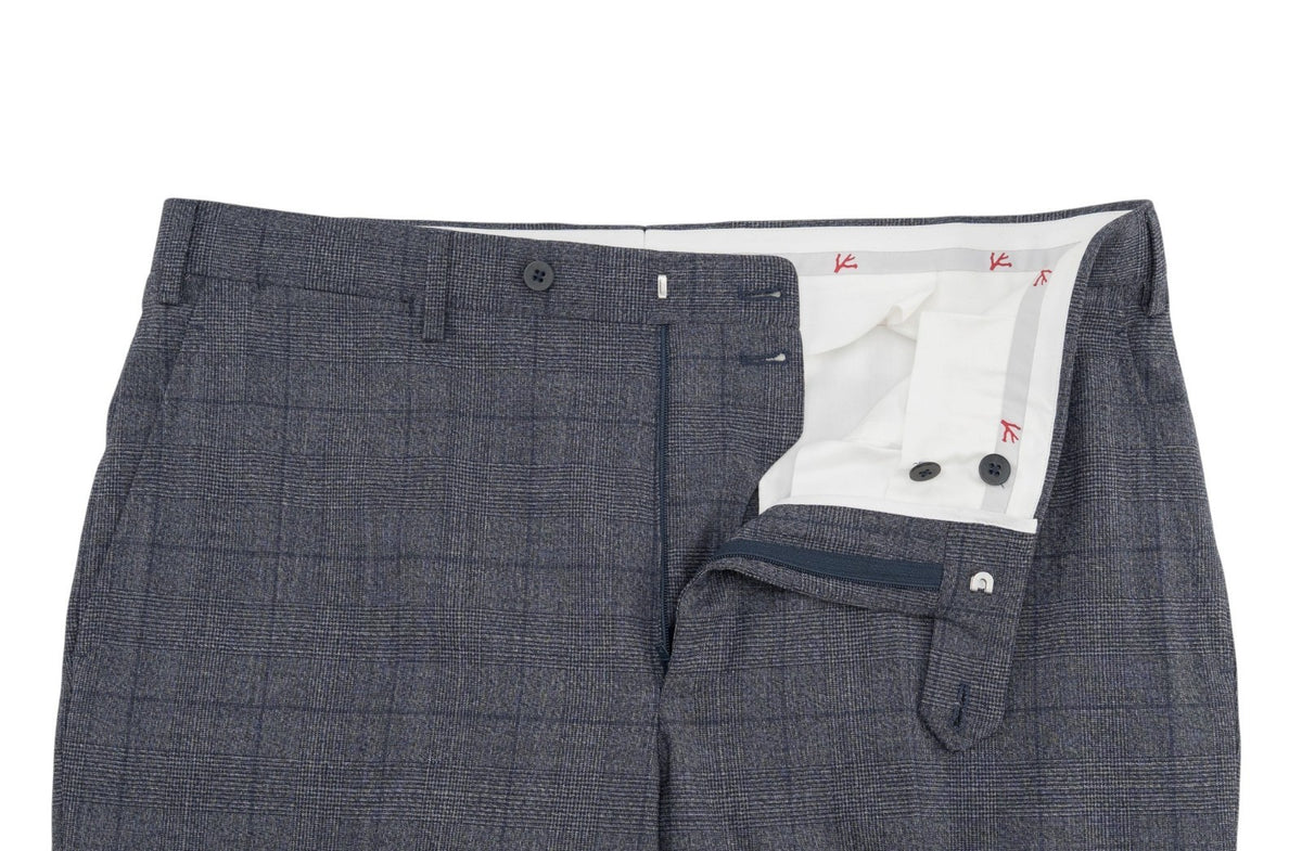 $6600 ISAIA "Sanita" Blue Suit Wool Glen Plaid Comfort Project 44 US / 54 EU 7R