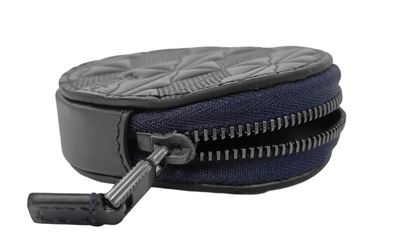135$ PINEIDER FIRENZE 1774 Round Zip Coin Holder Embossed Calf Blue