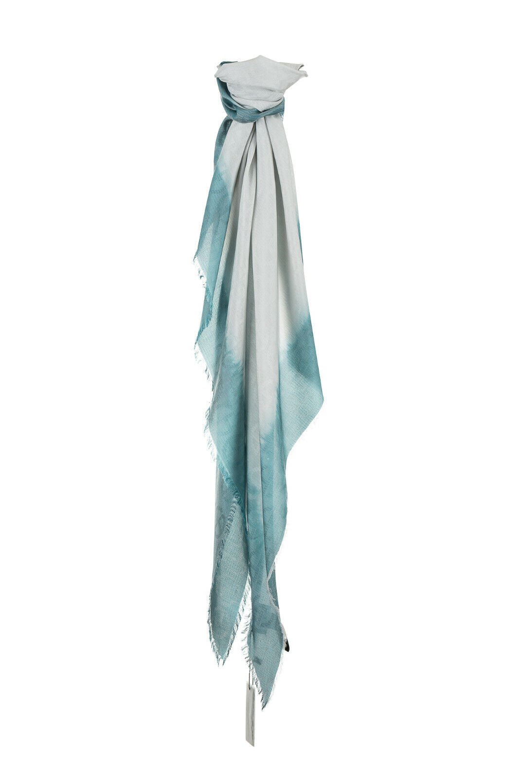425$ GIORGIO ARMANI Black Label Triangle Foulard Scarf Green Aquamarine Silk Mix