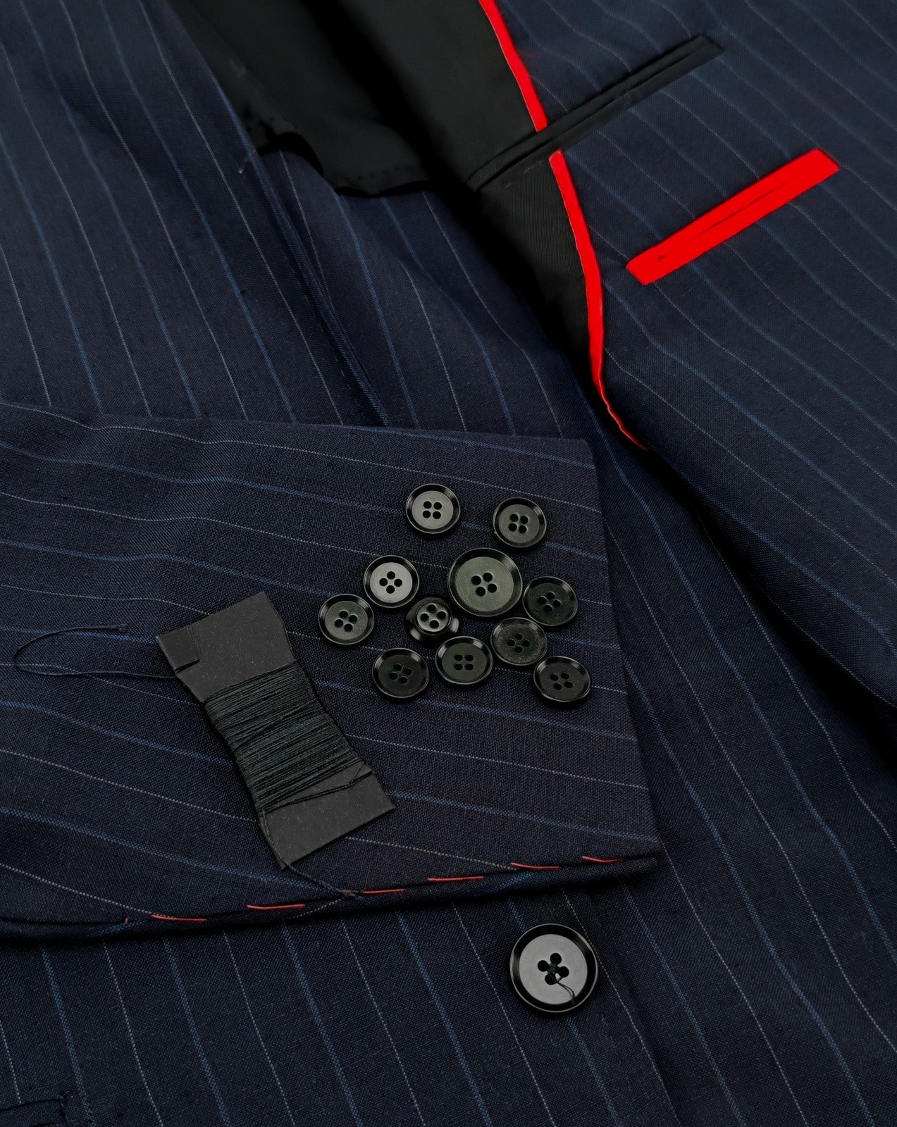 $6650 ISAIA "Domenico" Blue Striped Suit Wool - Linen 42 US / 52 EU 7R