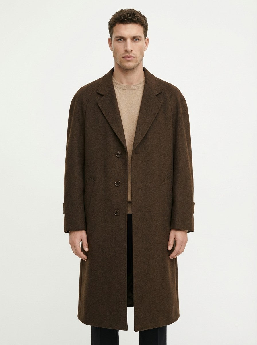 6500$ BRIONI Brown Raglan Coat Overcoat Handmade 100% Cashmere 38 US / 48 EU
