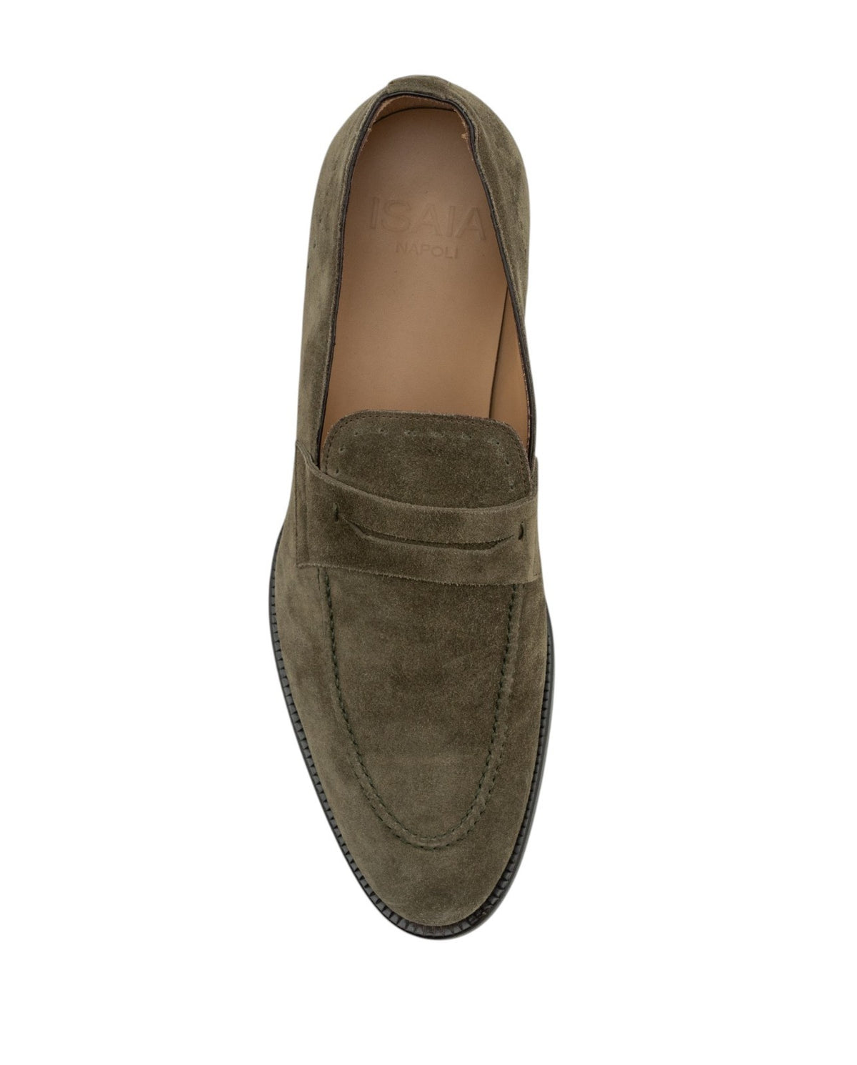 ISAIA NAPOLI Green Suede Penny Loafer Shoes Leather Sole 10 UK / 11 US / 44 IT