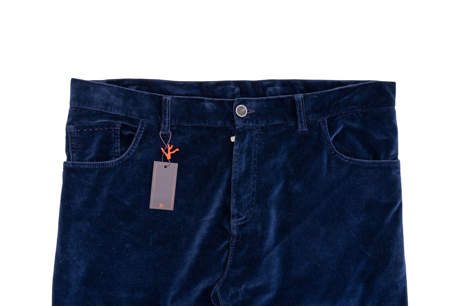 850$ ISAIA NAPOLI Blue 5 Pockets Trouser Pant Velvet Cotton 38 US / 54 EU