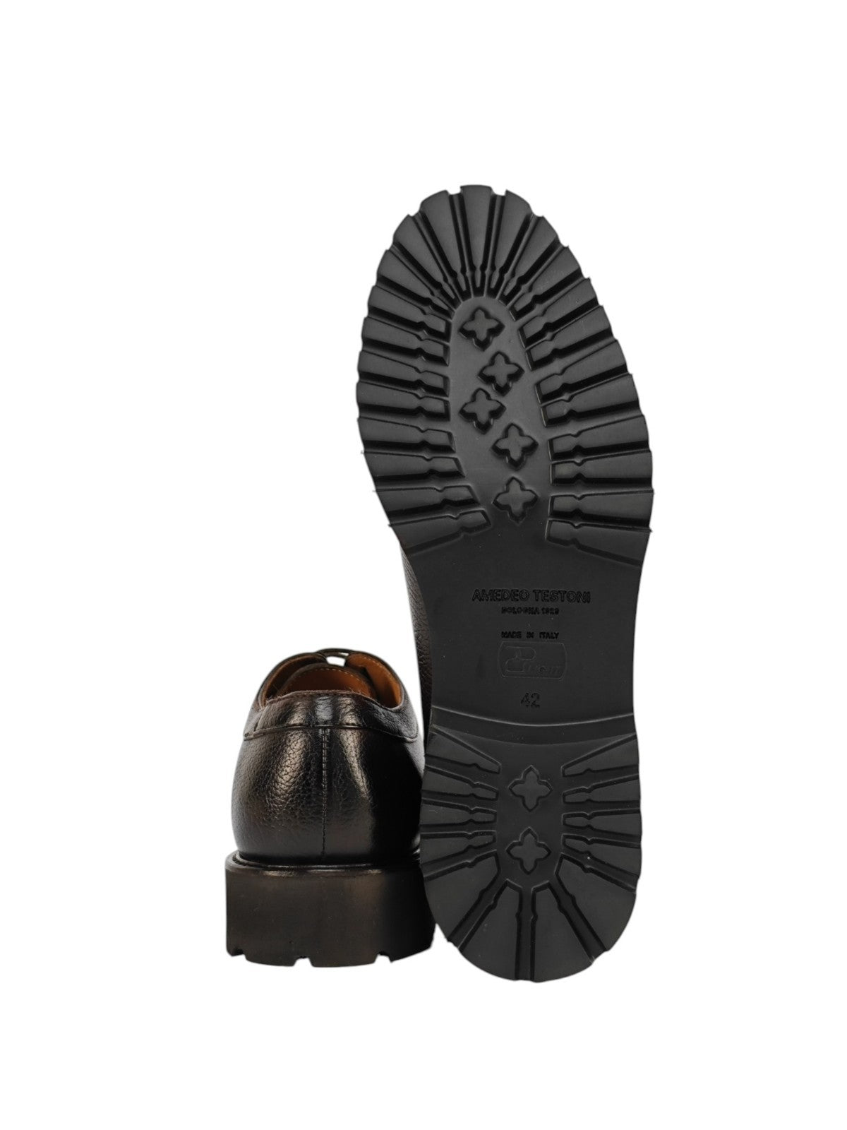 950$ TESTONI "Custoza" Oxford Shoes Buffalo Printed Calf Cigar 8 UK 9 US 42 IT