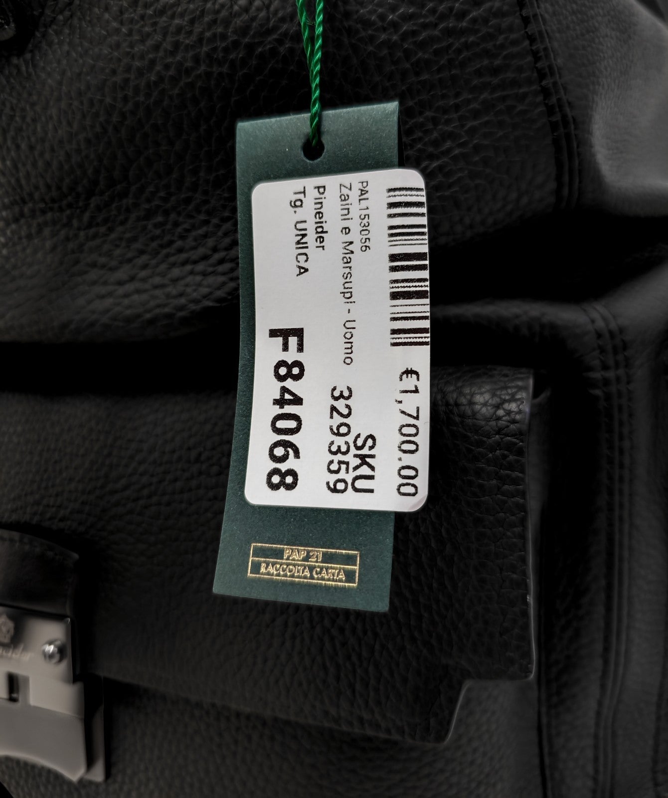 1990$ PINEIDER BOTTOLATO Grain Calf Multiple Backpack Travel Weekender Black XL