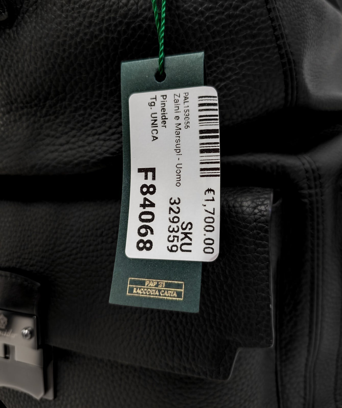 1990$ PINEIDER BOTTOLATO Grain Calf Multiple Backpack Travel Weekender Black XL