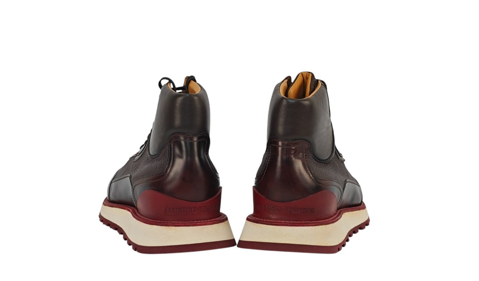 1200$ TESTONI "Piuma" High Top Sneaker Nappa + Deerskin 8 UK / 9 US / 42 IT