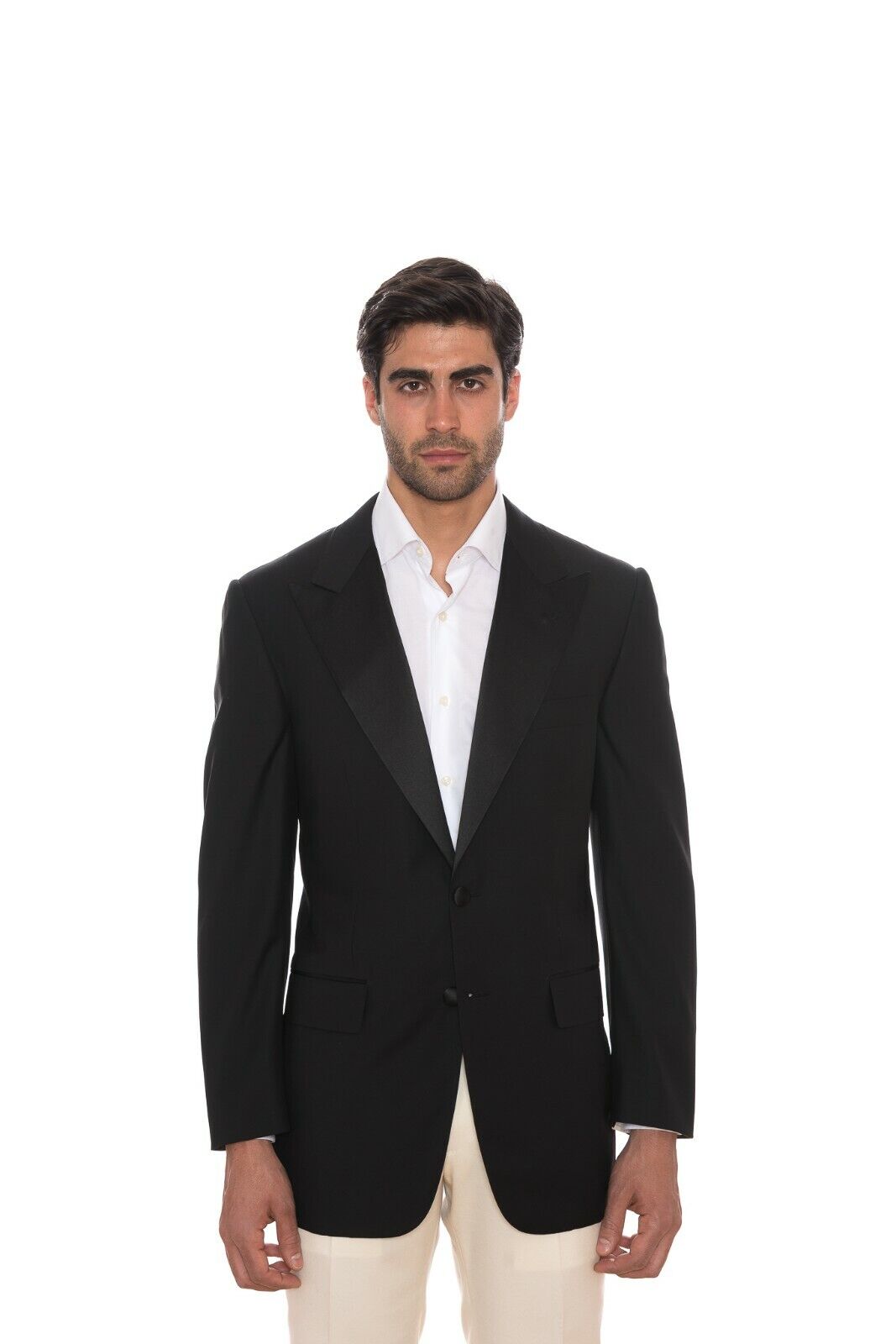 $2190 D'AVENZA Black Wool Dinner Jacket Tuxedo Hand-Sewn in Italy 40 US / 50 EU