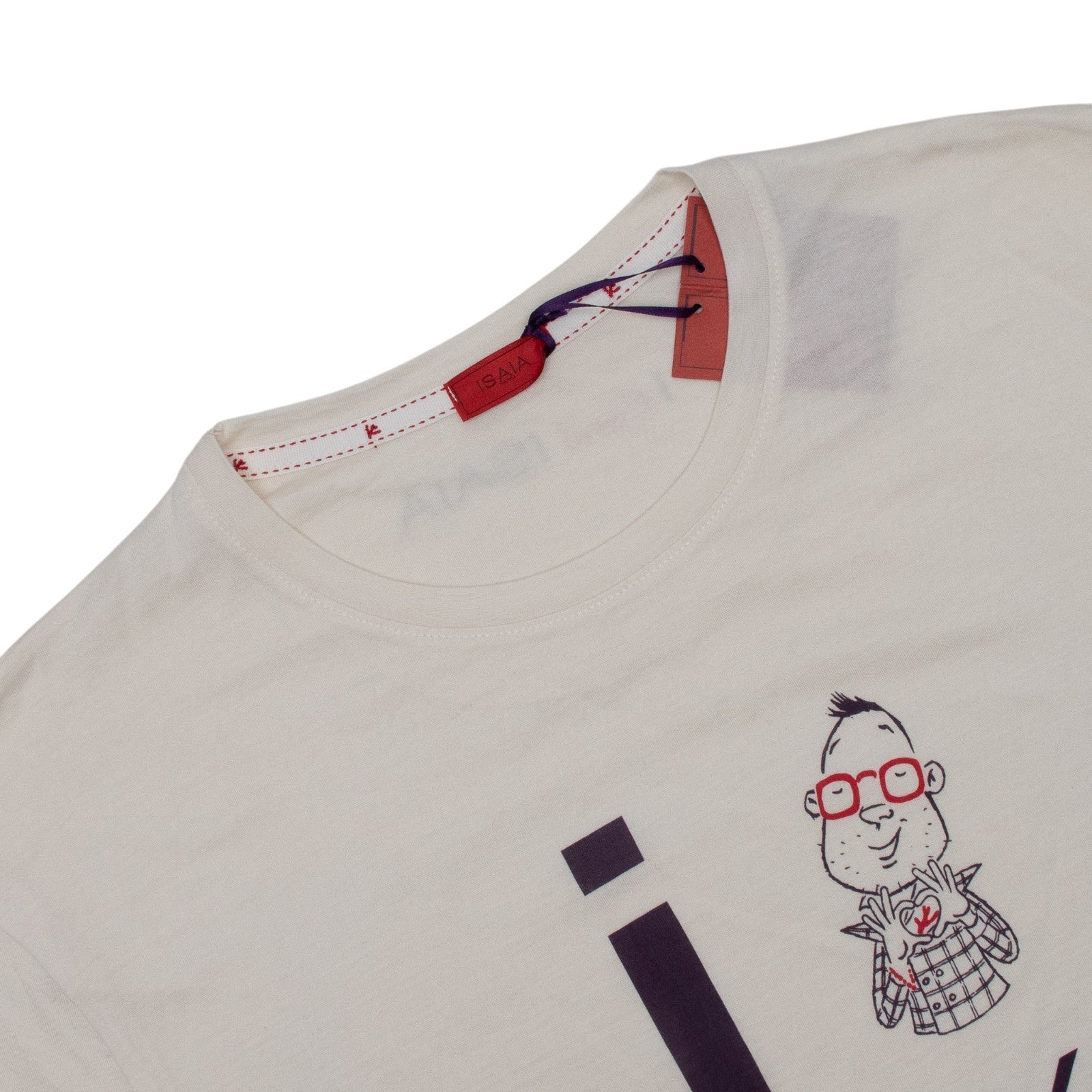 550$ ISAIA NAPOLI "I Love Tokyo" T-Shirt White Cotton Silk Size L Made in Italy