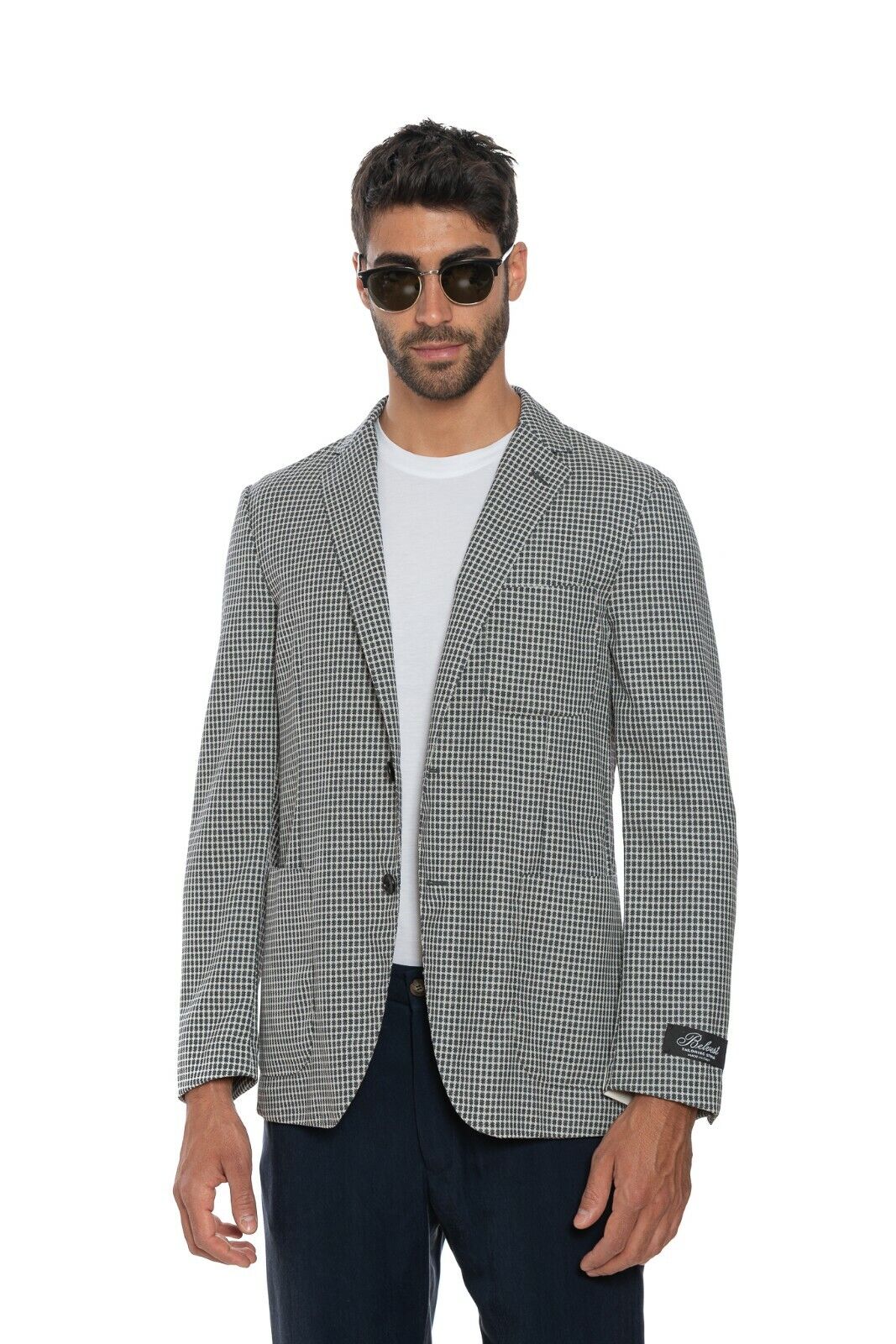 1700$ BELVEST Summer Jacket Medallion Ultra Light Wool Gray / Blue Drop 8 Slim