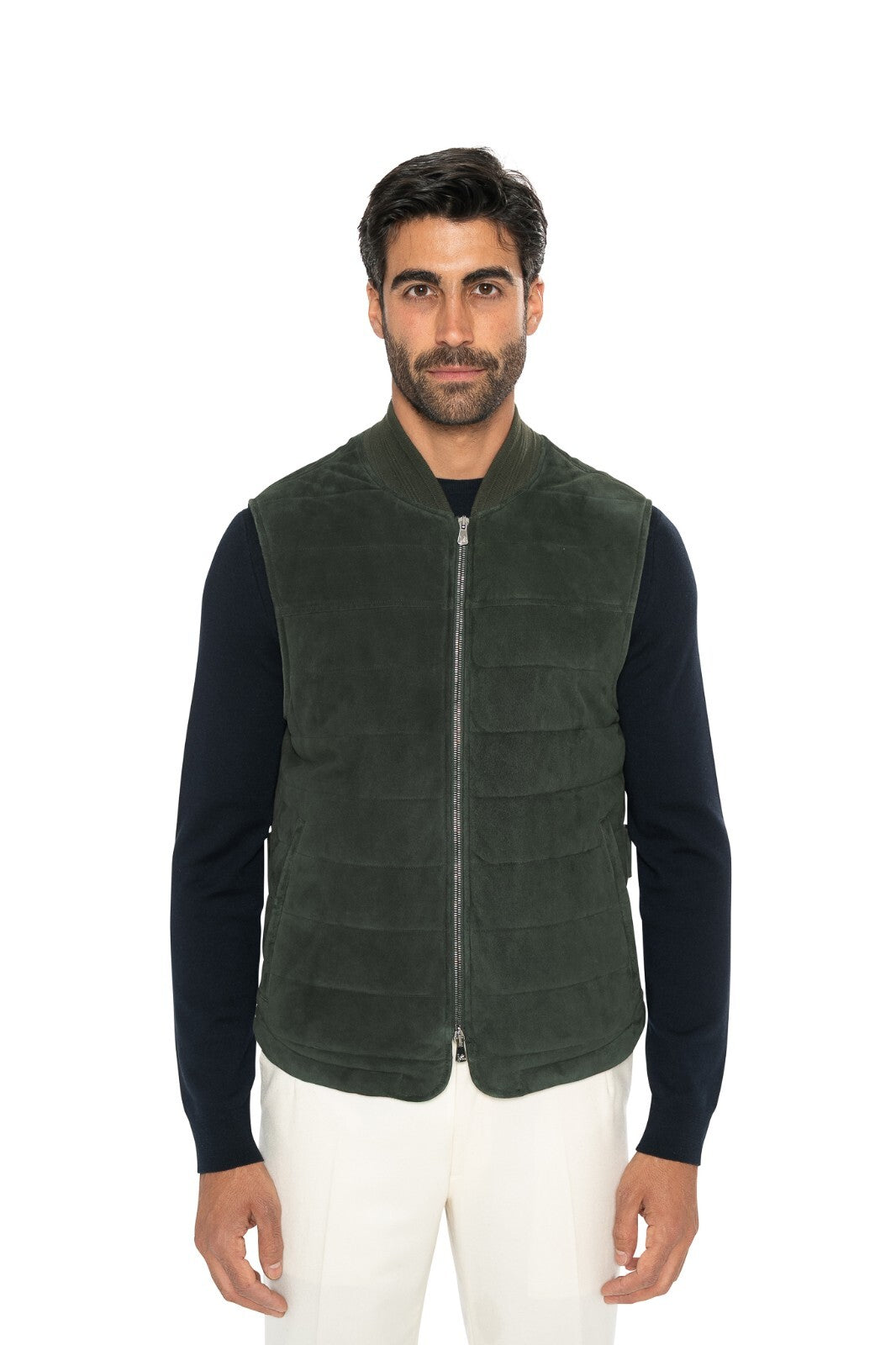 4500$ ISAIA NAPOLI Dark Forest Green Vest Jacket Lambskin Leather 40 US / 50 EU