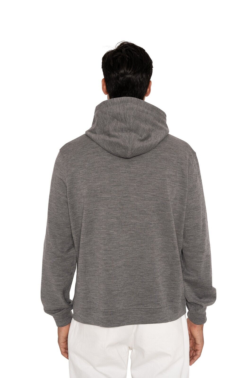 1400$ ISAIA NAPOLI Gray Solid Hoodie Sweater Jersey Wool Size M