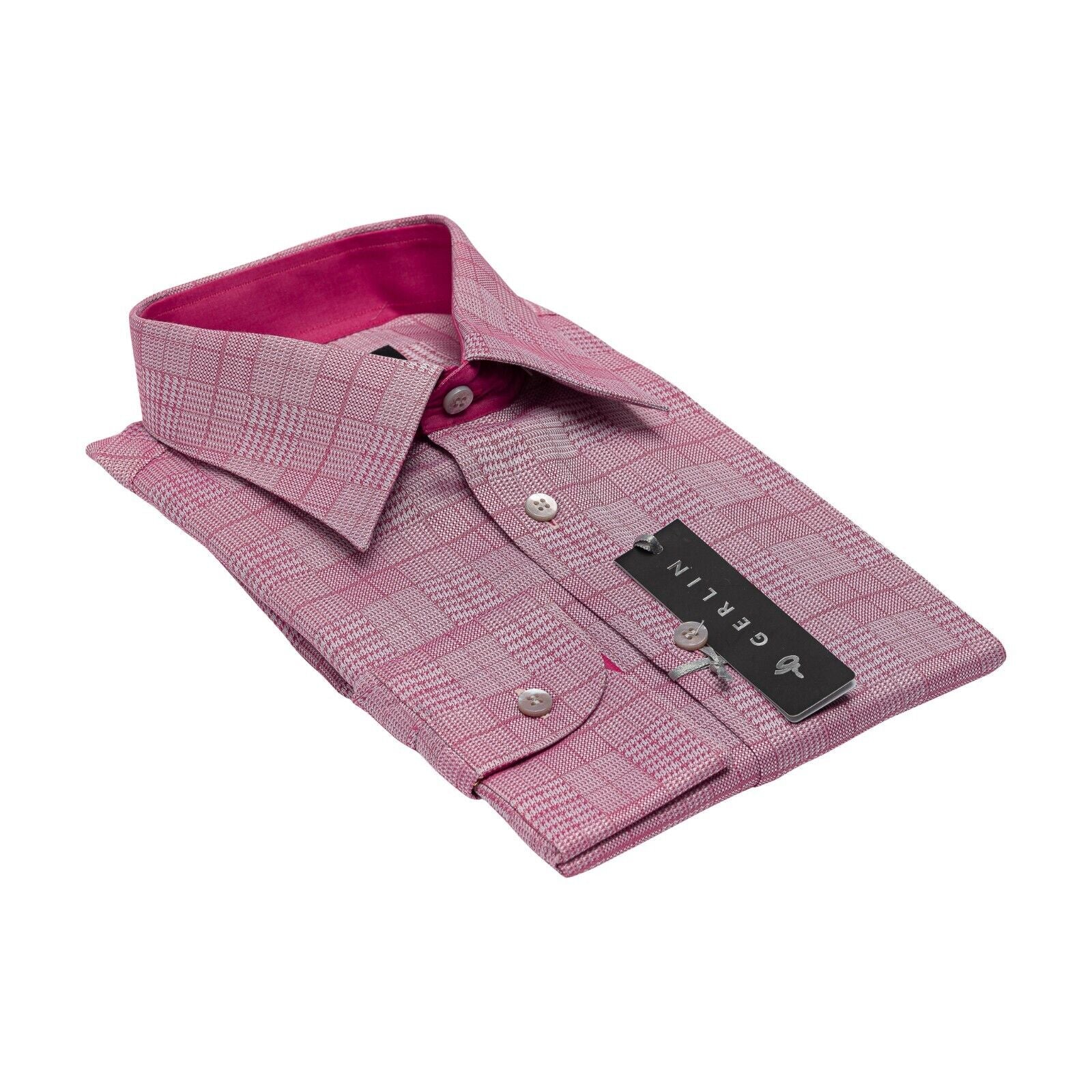 690$ LUXURY GERLIN Shirt Red DON Jacquard Cotton 16 - 41   1M BIJAN