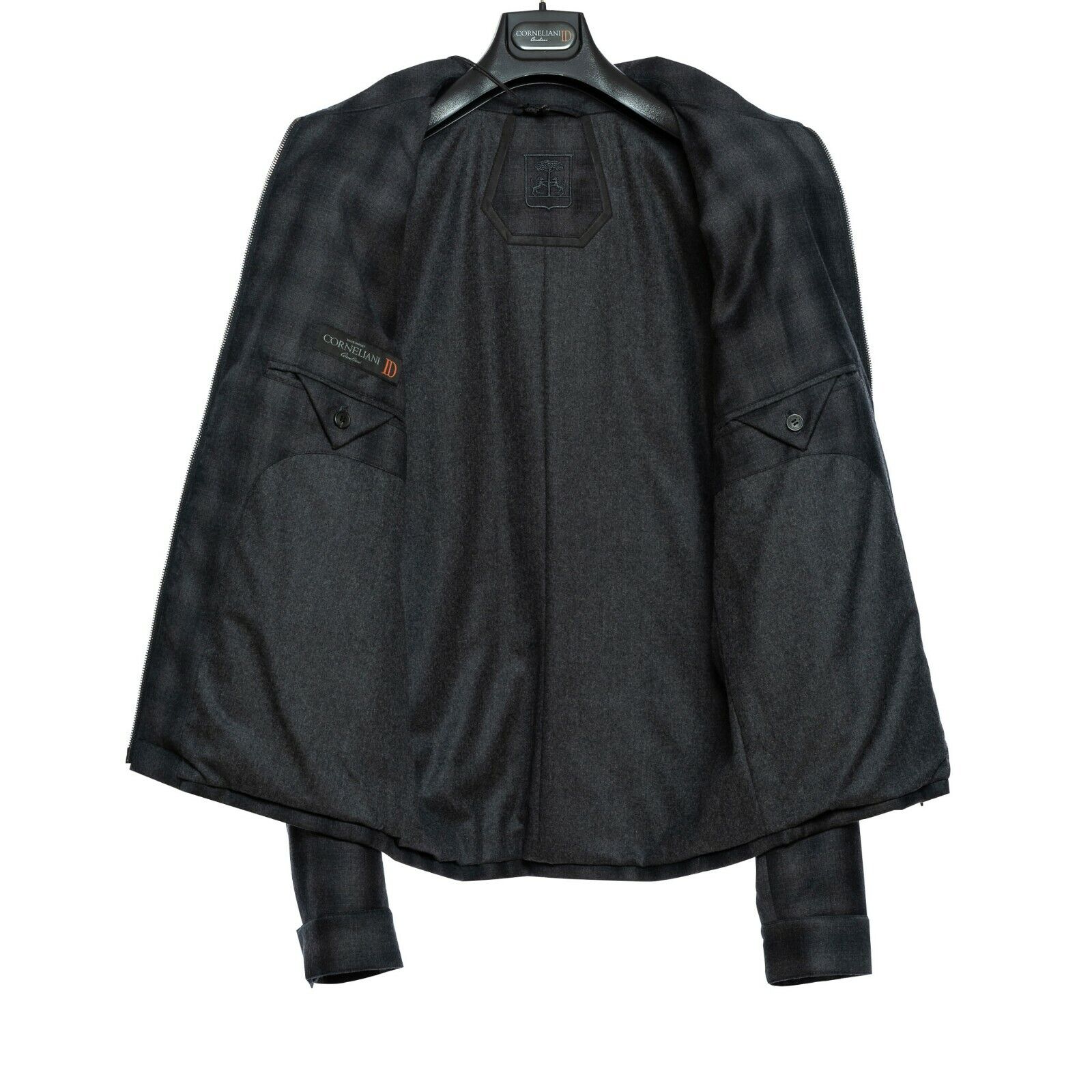 890$ CORNELIANI Coat Jacket Blouson Outwear Gray Pure Wool Padded 40 US / 50 EU