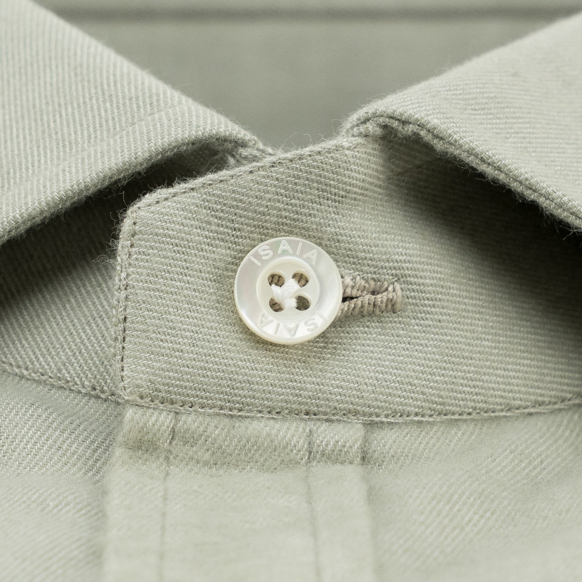 710$ ISAIA NAPOLI "Mix" Dress Shirt Pocket Light Green Twill Cotton 15 - 38