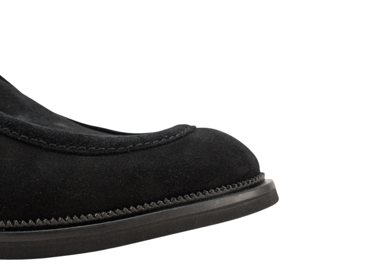 1200$ TESTONI Single Monk Shoes Buckle English Suede Black 8 UK / 9 US / 42 IT