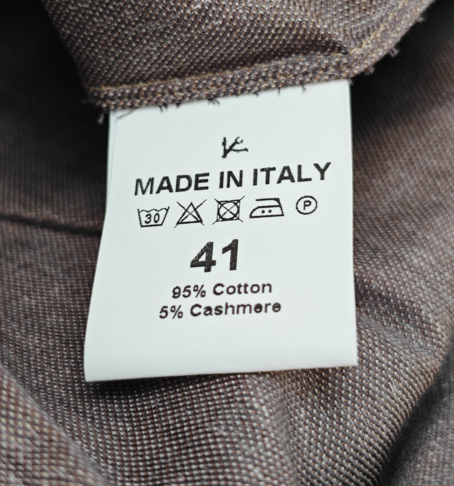 780$ ISAIA "Mix" Dress Shirt Dark Beige Cotton Cashmere Hand - Sewn 16 - 41