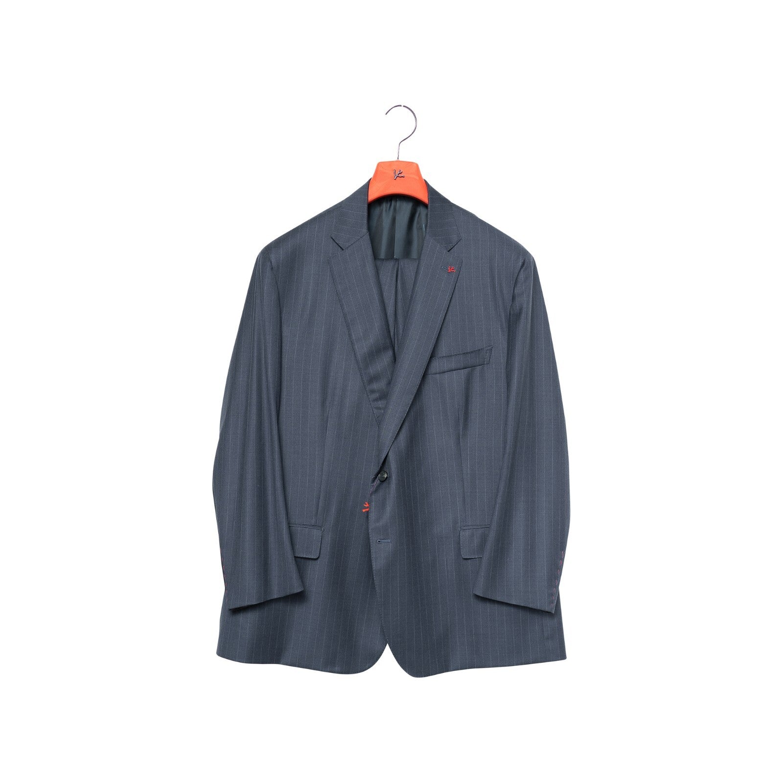 $5900 ISAIA "Made to Measure" Striped Blue Suit Wool 56 US / 66 EU