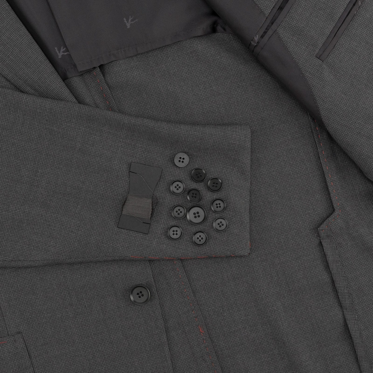 $6550 ISAIA NAPOLI "Capri" Charcoal Gray Suit Hand-Sewn Fine Wool Micro Checks