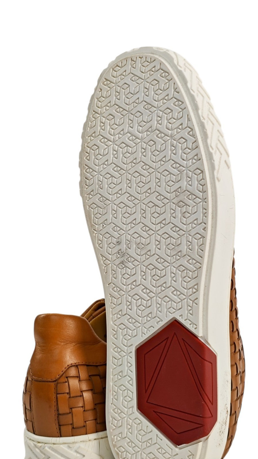 950$ TESTONI "Ravenna" Brown Sneaker Woven Antique Calf 8 UK / 9 US / 42 IT