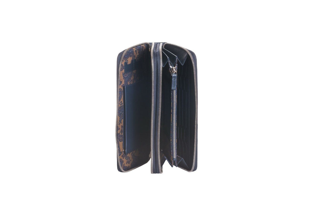 JM ICON by JOHNNY MANGLANI Dark Blue Clutch Bag Double Organizer Handbag Wallet