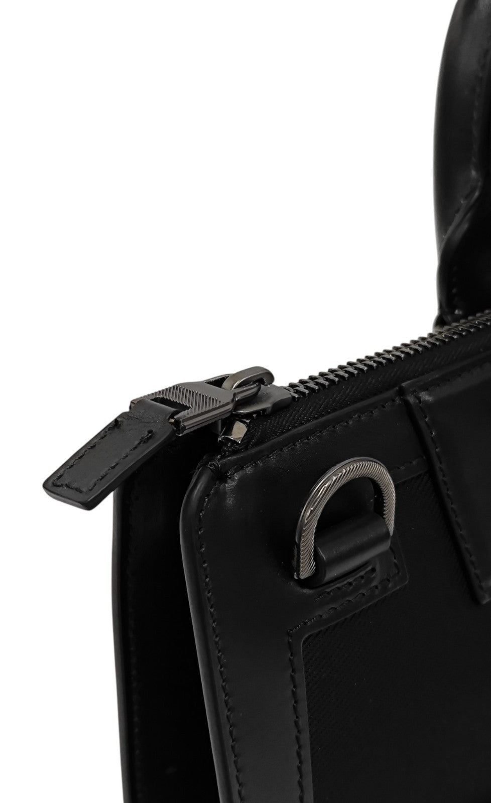 1480$ PINEIDER FIRENZE 1774 Black Nylon & Calf Slim Briefcase Bag Document Case