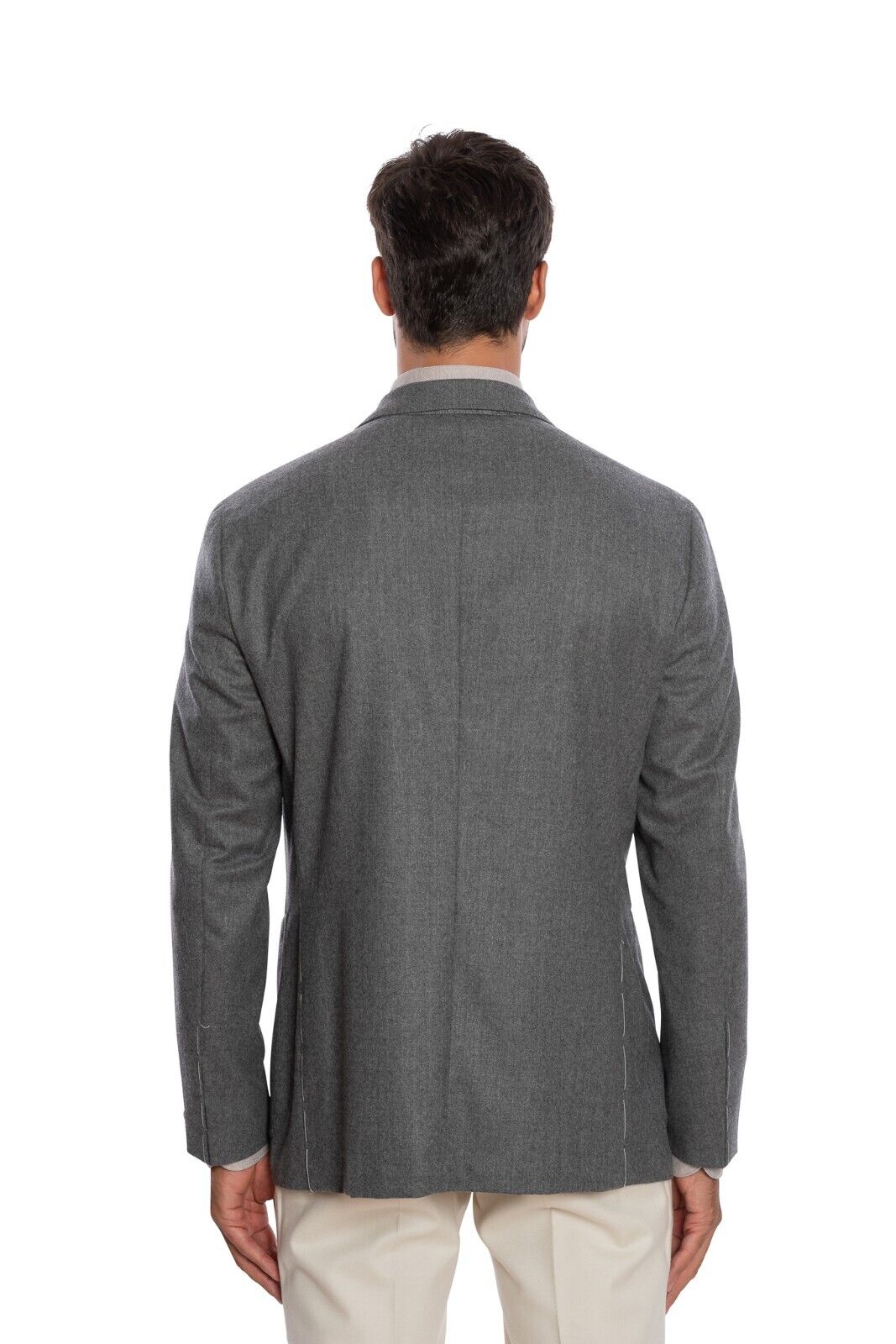 $2250 LUIGI BORRELLI Hand-Sewn Solid Gray Jacket Virgin Wool 42 US / 52 EU