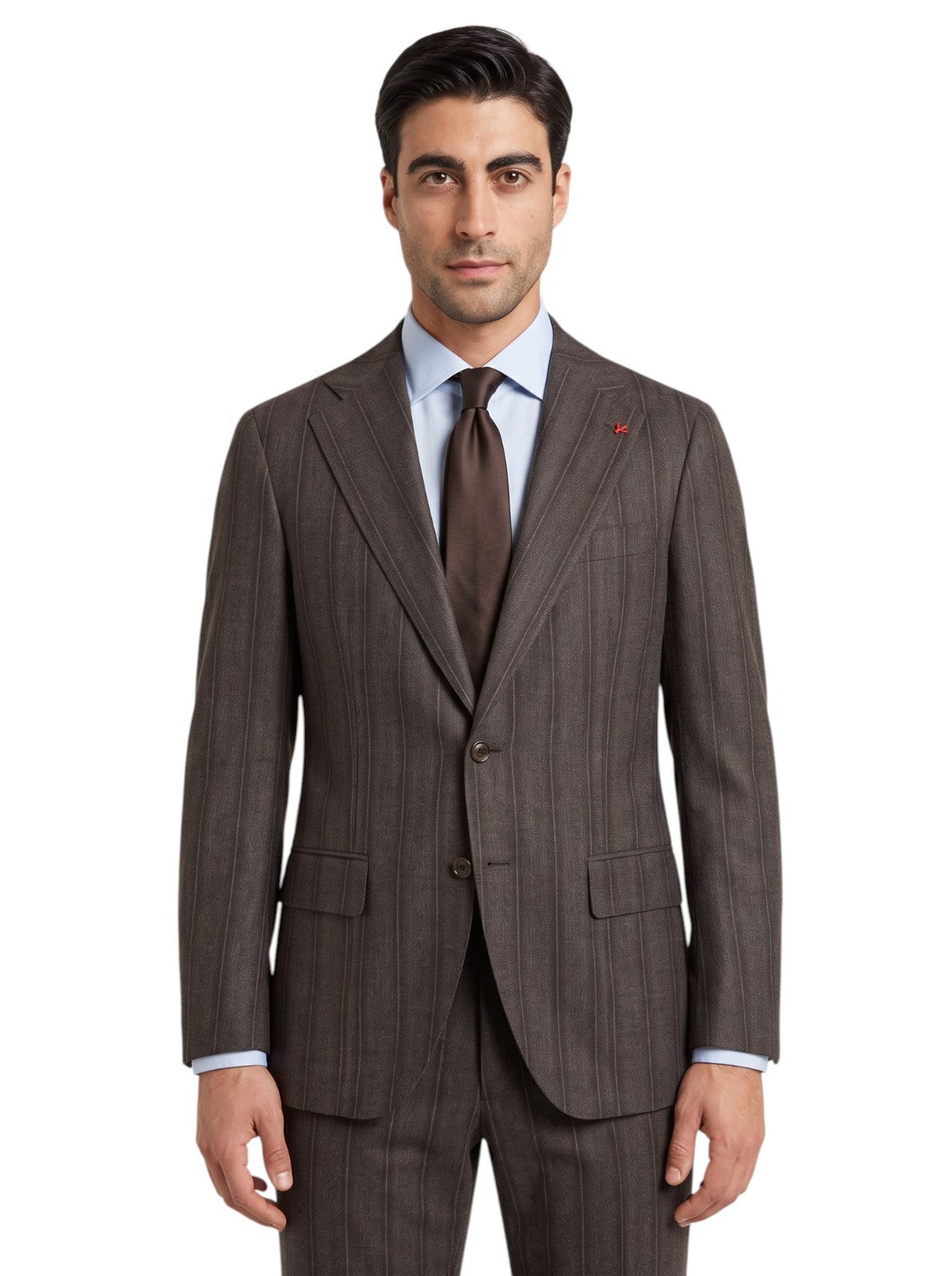 $6850 ISAIA NAPOLI "Marechiaro" Brown / Gray Suit Hand-Sewn Wool Striped