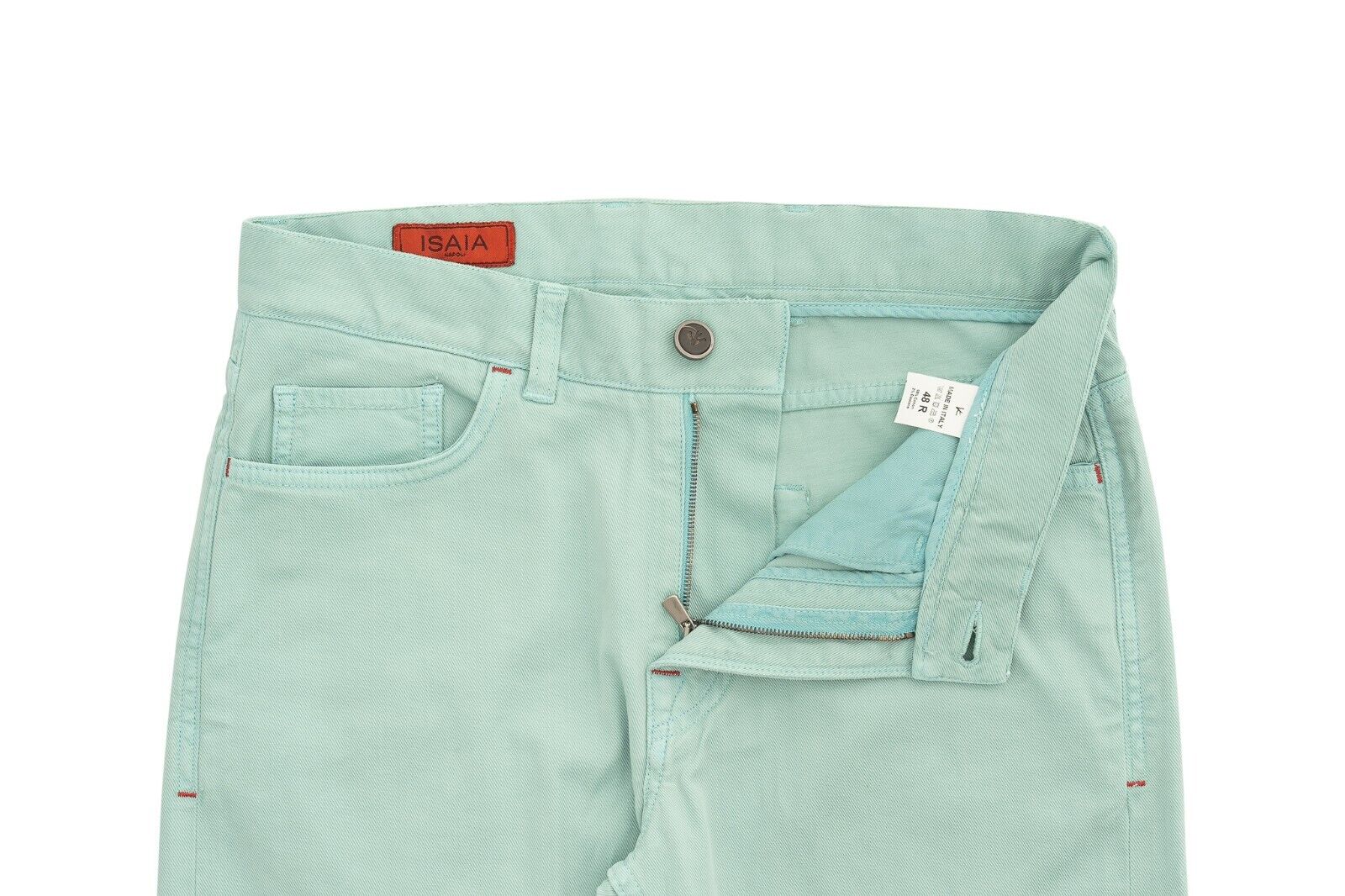 690$ ISAIA NAPOLI Aquamarine Denim Jeans Trousers Pant Cotton 32 US / 48 EU Slim
