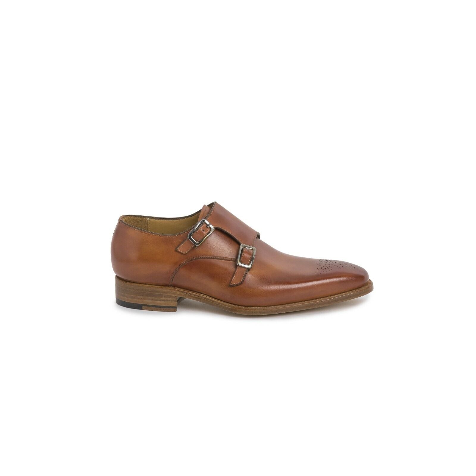 Carlos Santos Leather Double Monk Strap Brown Braga Goodyear Welted Wingtip 8117