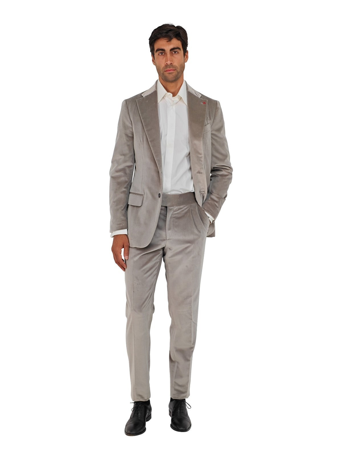 $6500 ISAIA NAPOLI "Amalfi" Gray Hand-Sewn Suit Velvet Cotton