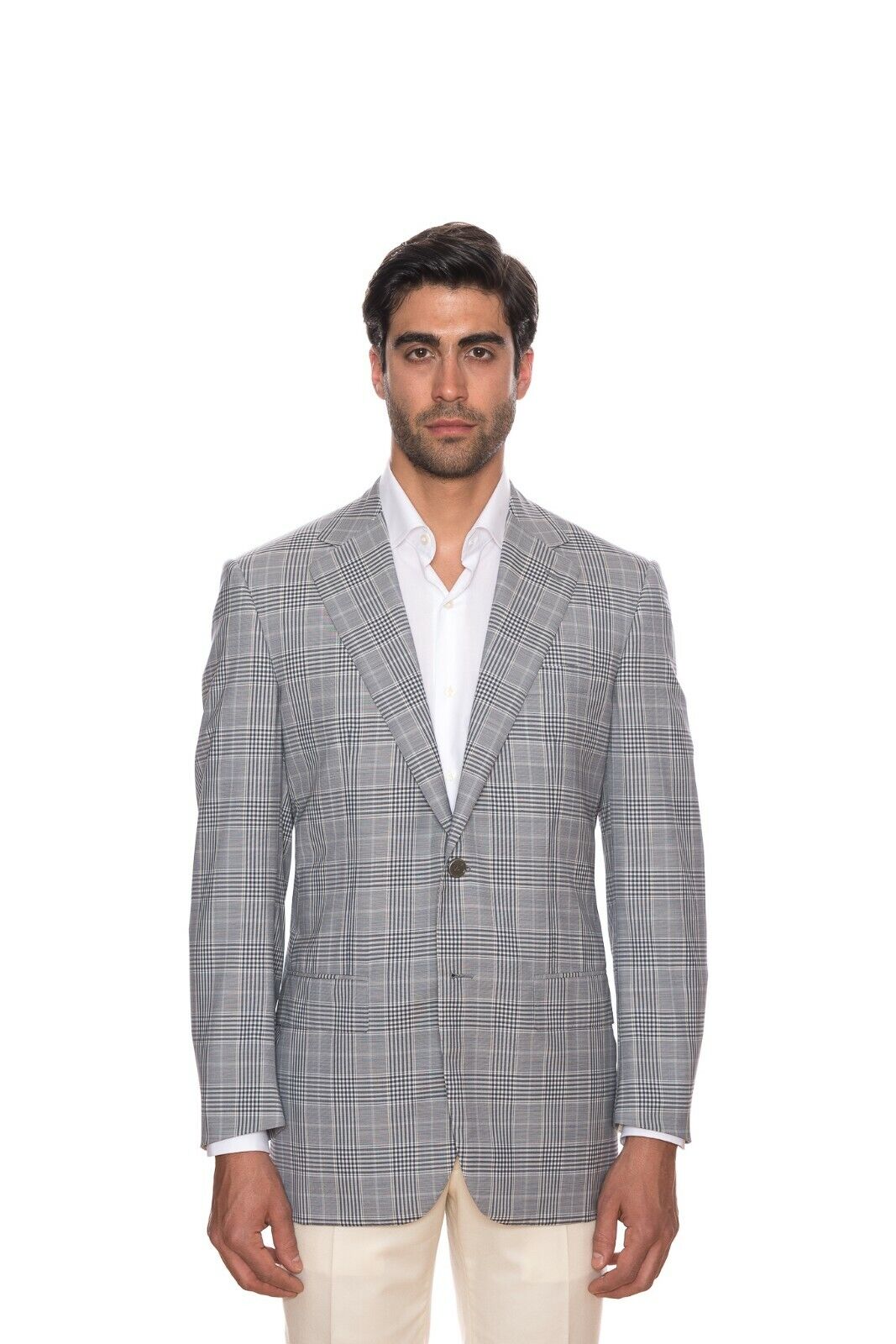 $2240 D'AVENZA Blue Gray Wool Silk Jacket Blazer Hand-Sewn in Italy 40 US 50 EU