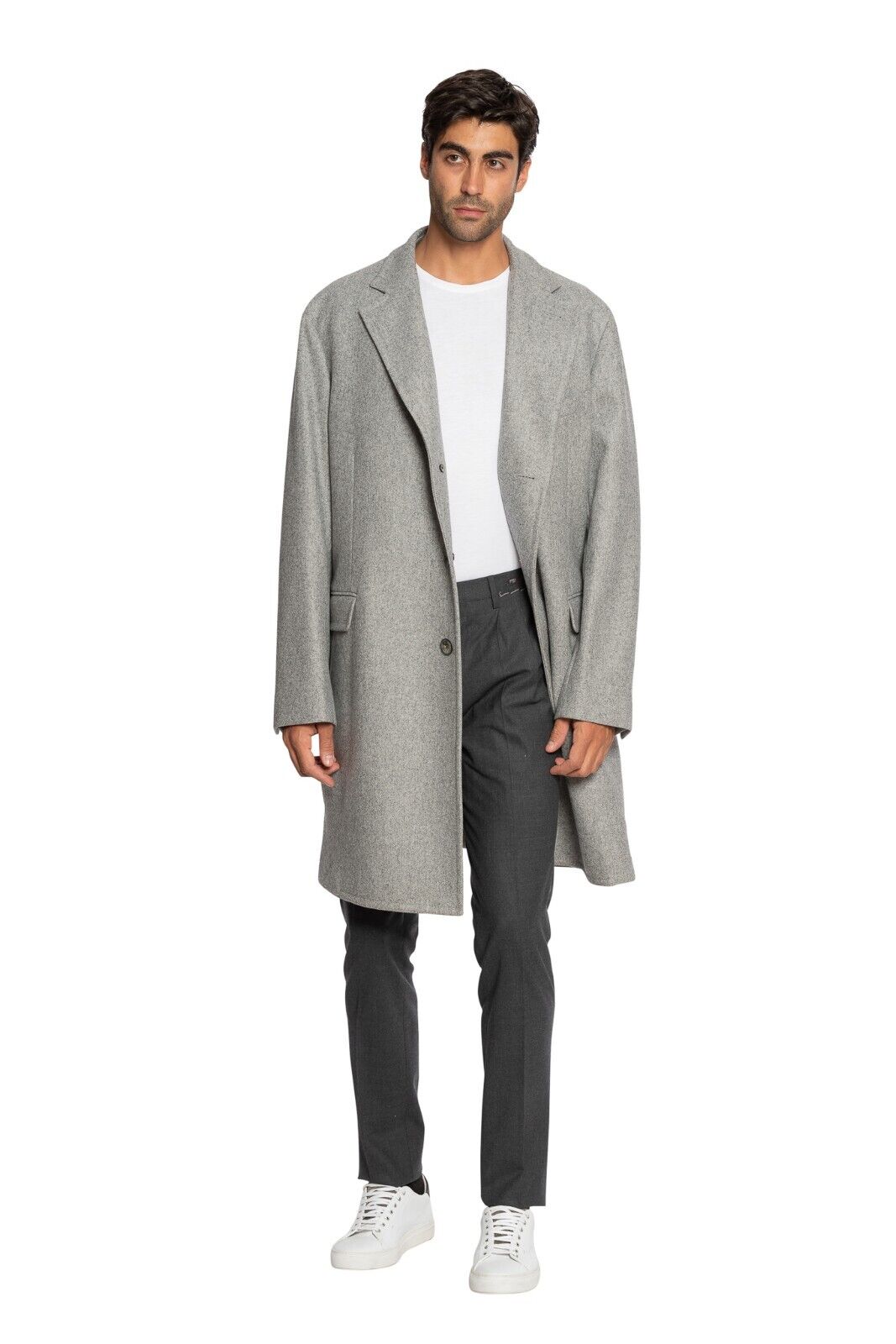 $1700 BOGLIOLI MILANO Single Breasted Grey Long Coat Heavy Wool 46 US / 56 EU