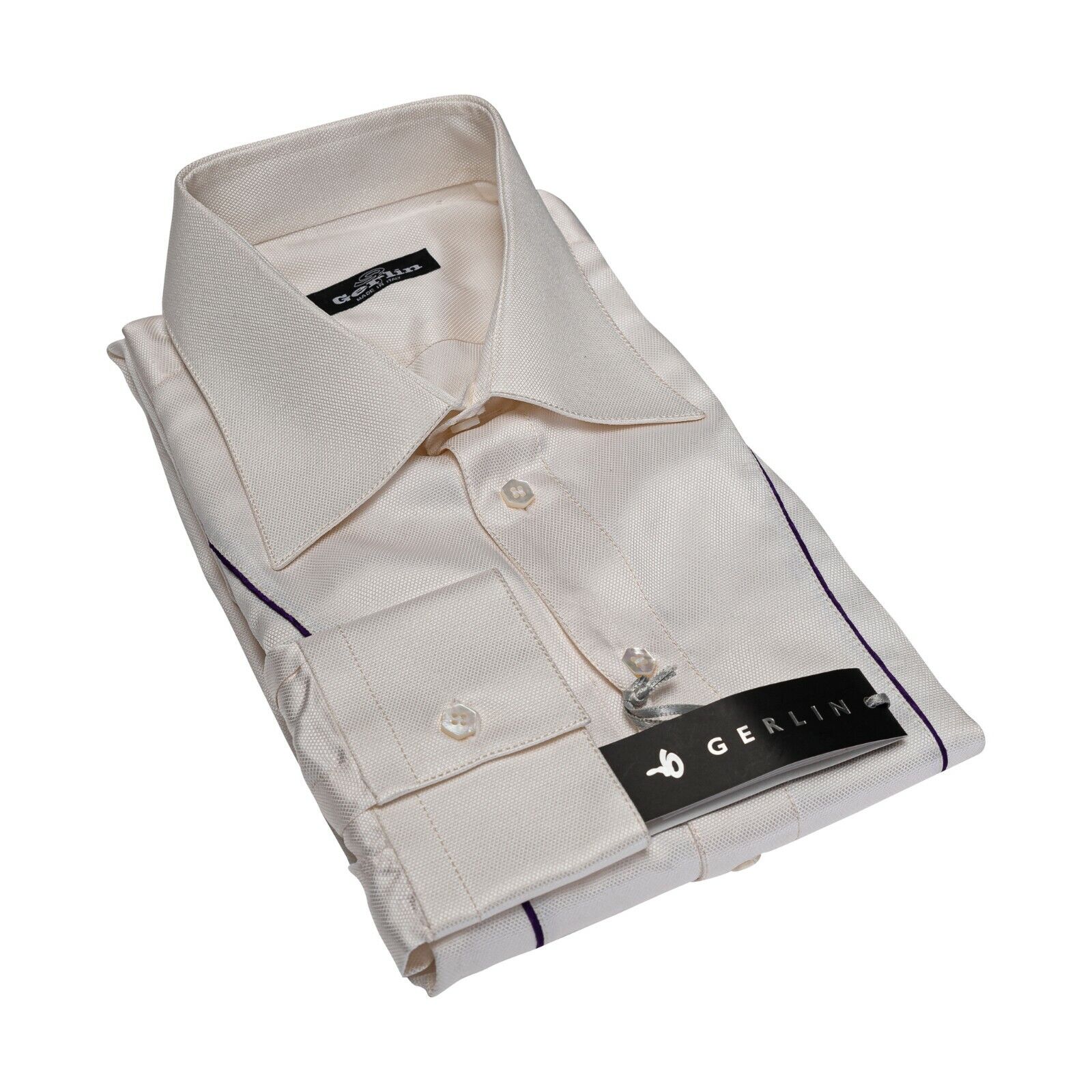 LUXURY 1400$ GERLIN Shirt Solid White 100% Satin Silk 16-41 BIJAN