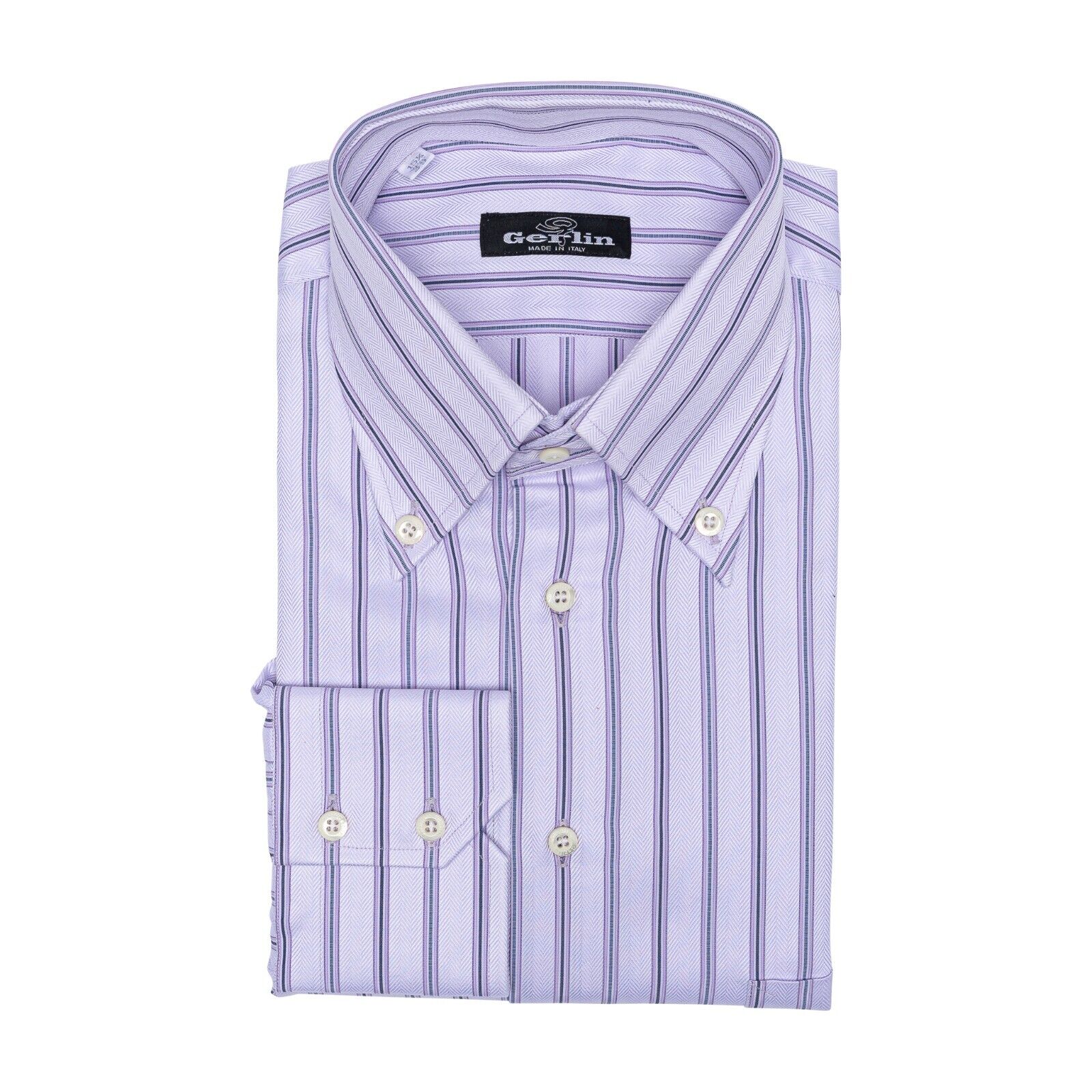 690$ LUXURY GERLIN Shirt Lilac TWILL ALUMO Cotton 15.5 - 39 9O BIJAN