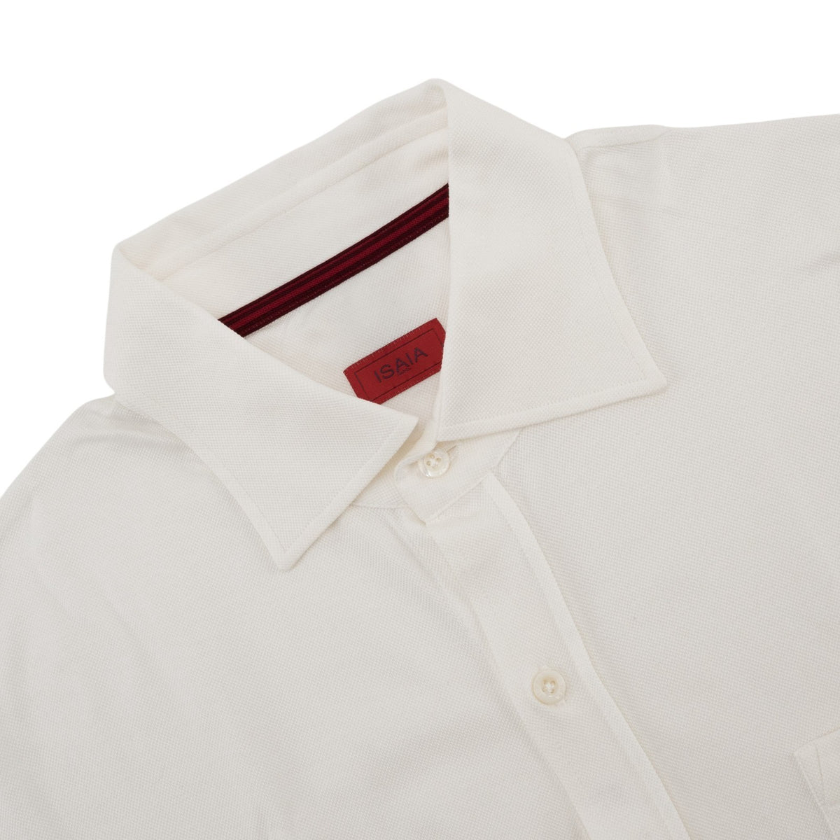 730$ ISAIA NAPOLI Polo Shirt Hand-Sewn White Piquet Cotton 17.75 - 40