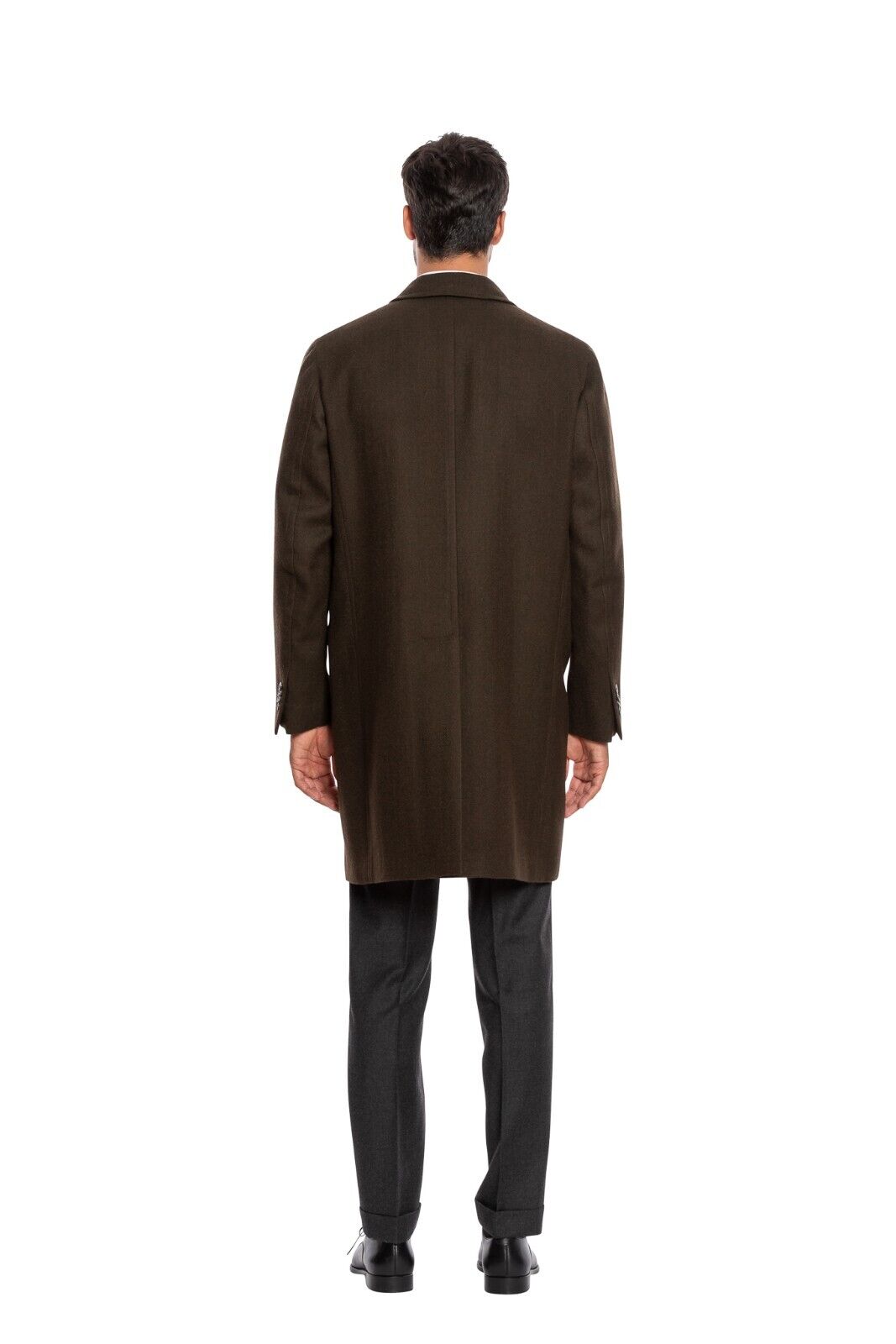 $2150 BOGLIOLI MILANO Dark Brown Long Coat Herringbone SOLARO Wool 38 US / 48 EU