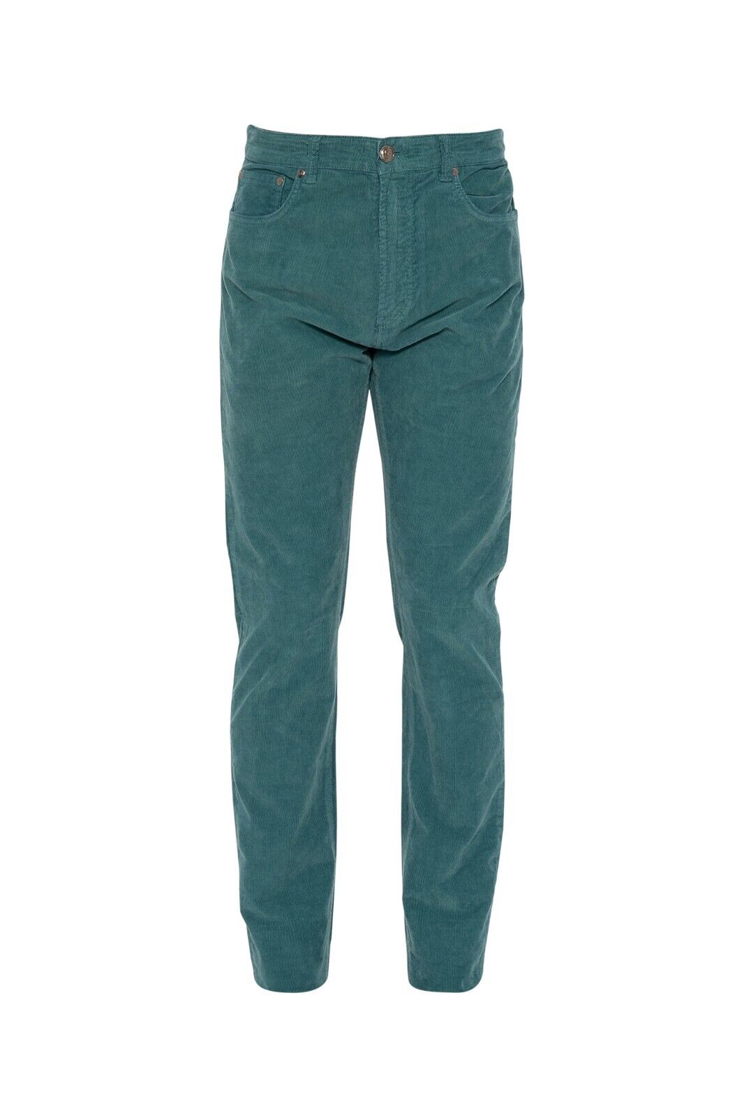 690$ ISAIA NAPOLI Aquamarine 5 Pockets Trousers Pant Corduroy Cotton 32 US 48 EU